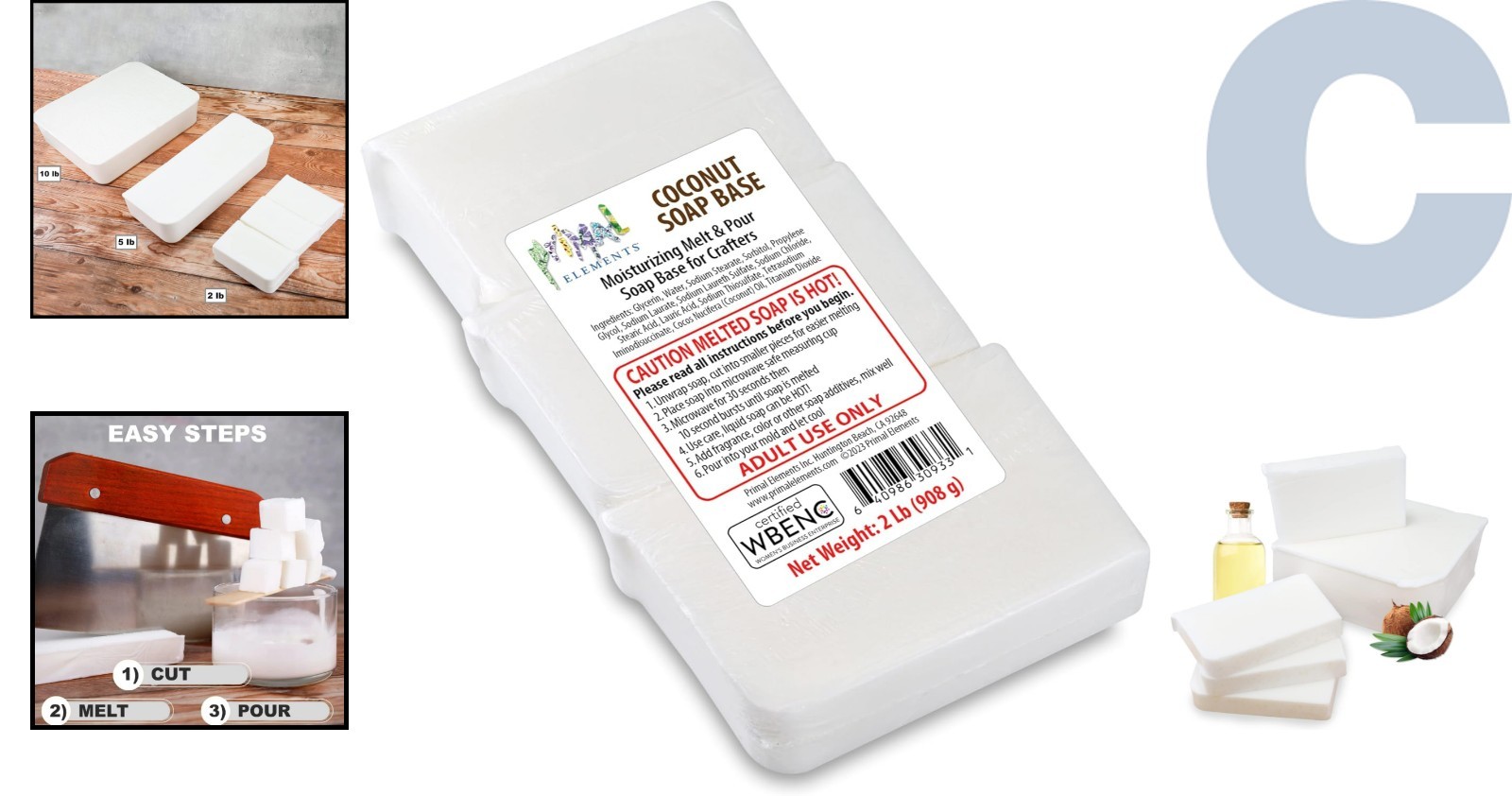 32oz Glycerin Coconut Oil Soap Base – Easily Melt & Mold for Unique Creations