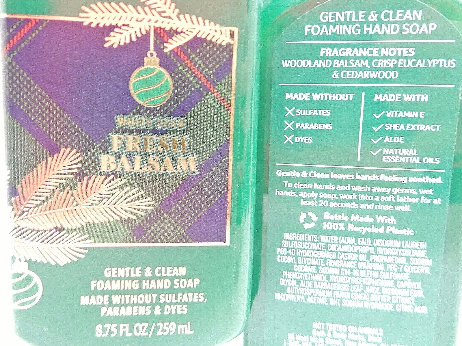 3 BATH & BODY WORKS WHITE BARN FRESH BALSAM GENTLE & CLEAN FOAMING HAND SOAP NEW