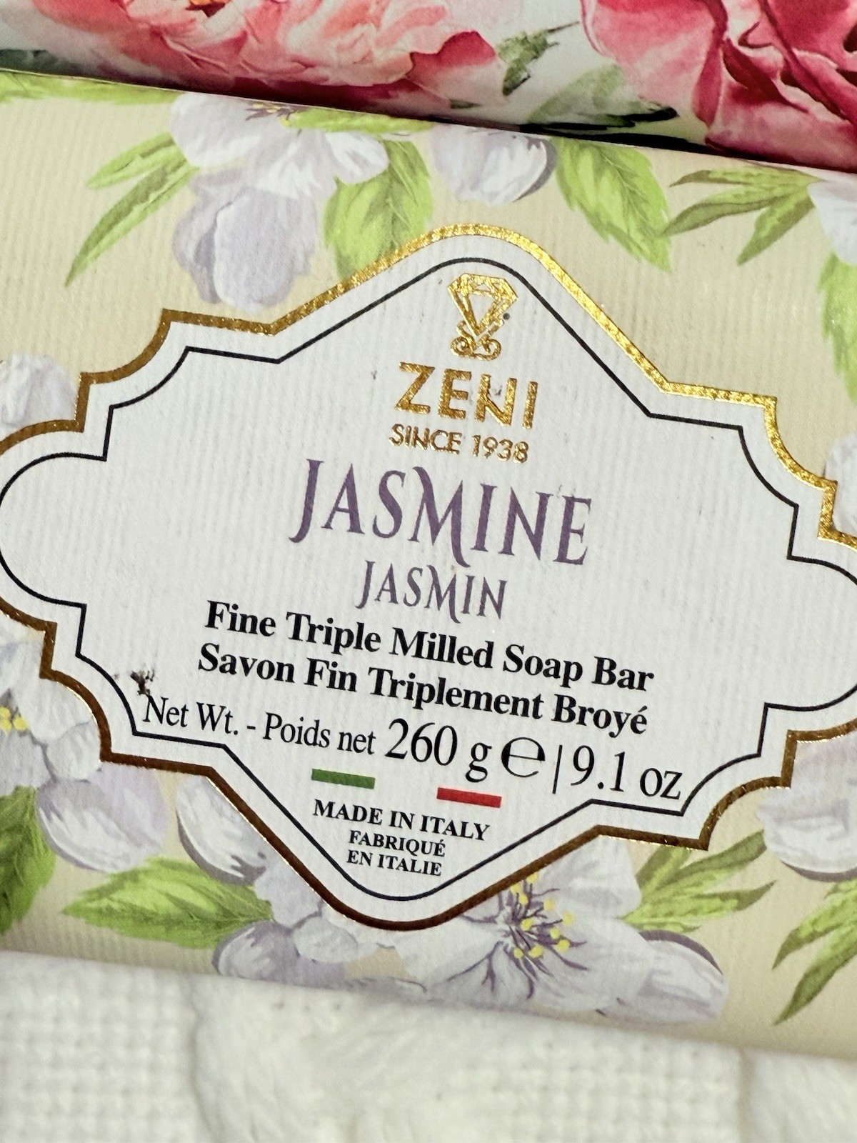 2 pcs ZENI Scent :Peony & Jasmine Fine Triple Milled ITALIAN Soap Bar 9.1 Oz