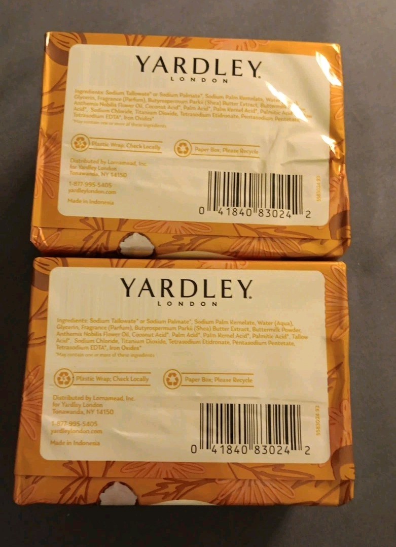 2 Yardley London Shea Buttermilk Sensitive Skin Bath Bar 4.25 Oz 2 Ct (BN32)