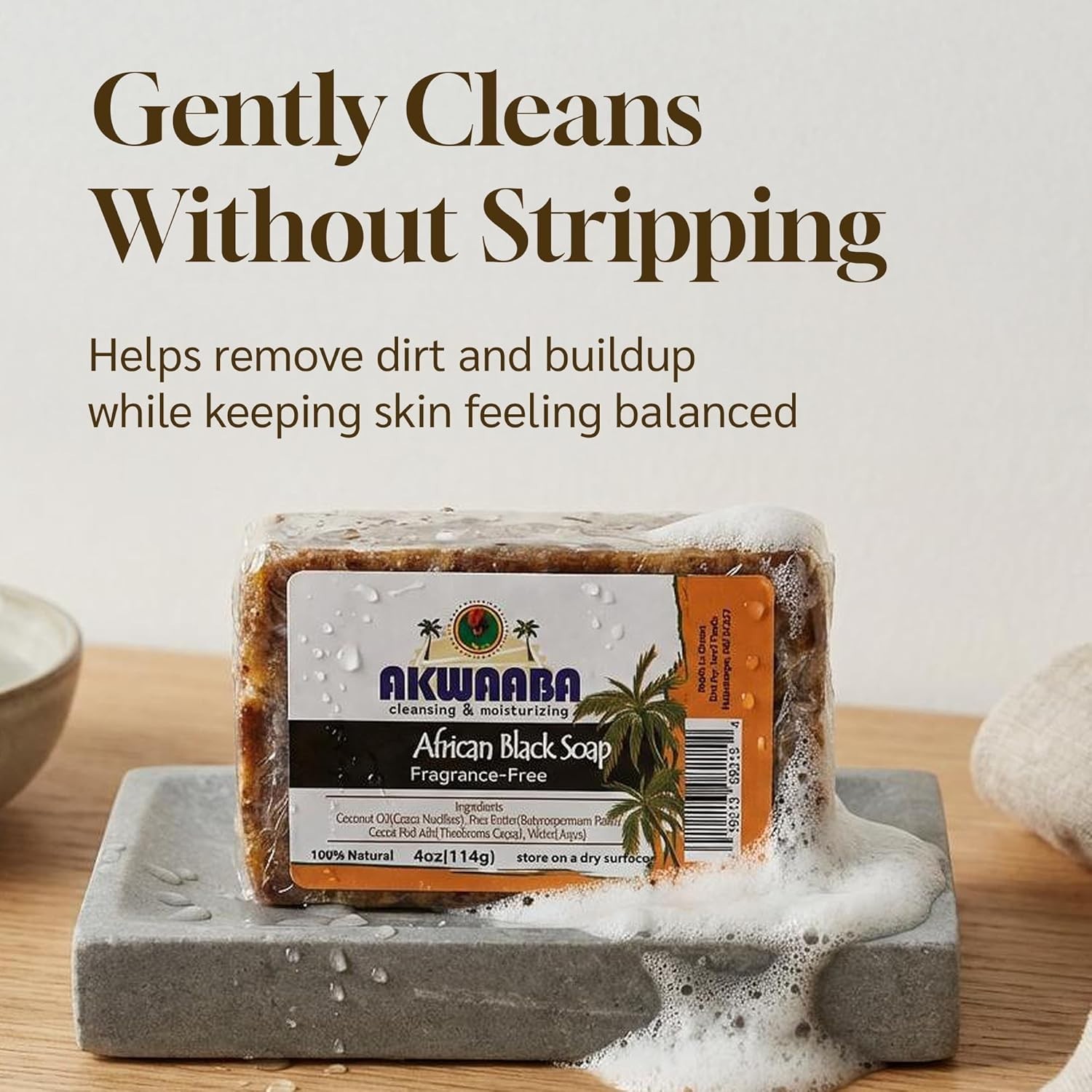 Natural African Black Soap with Papaya | 4 oz Gentle Cleanser for Face & Body