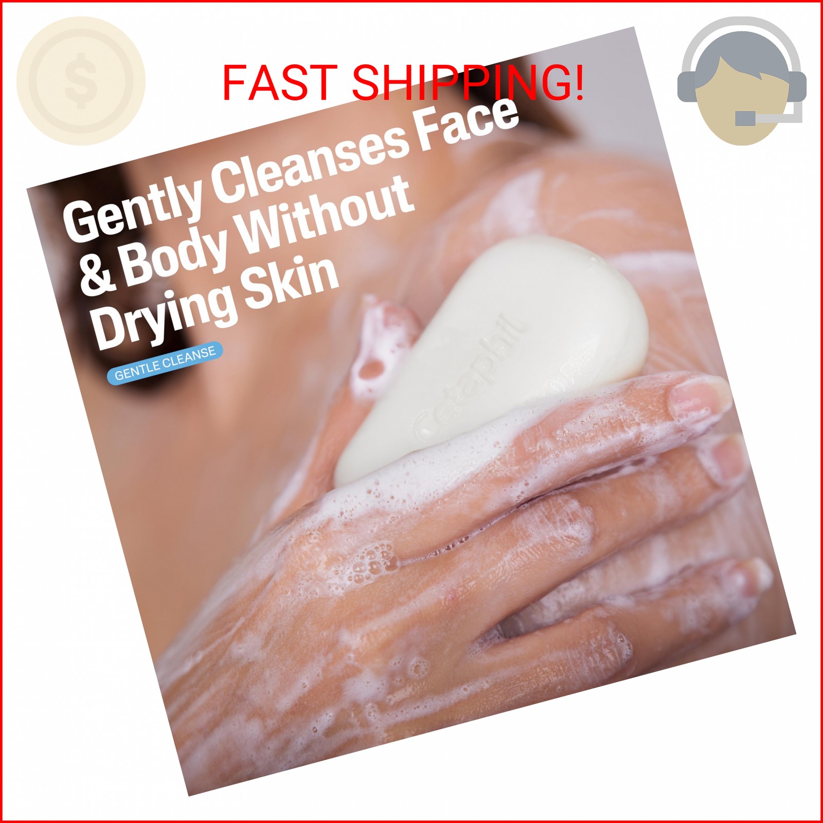 Cetaphil Gentle Cleansing Bar Soap, Sensitive & Dry Skin, 4.5oz, 6ct