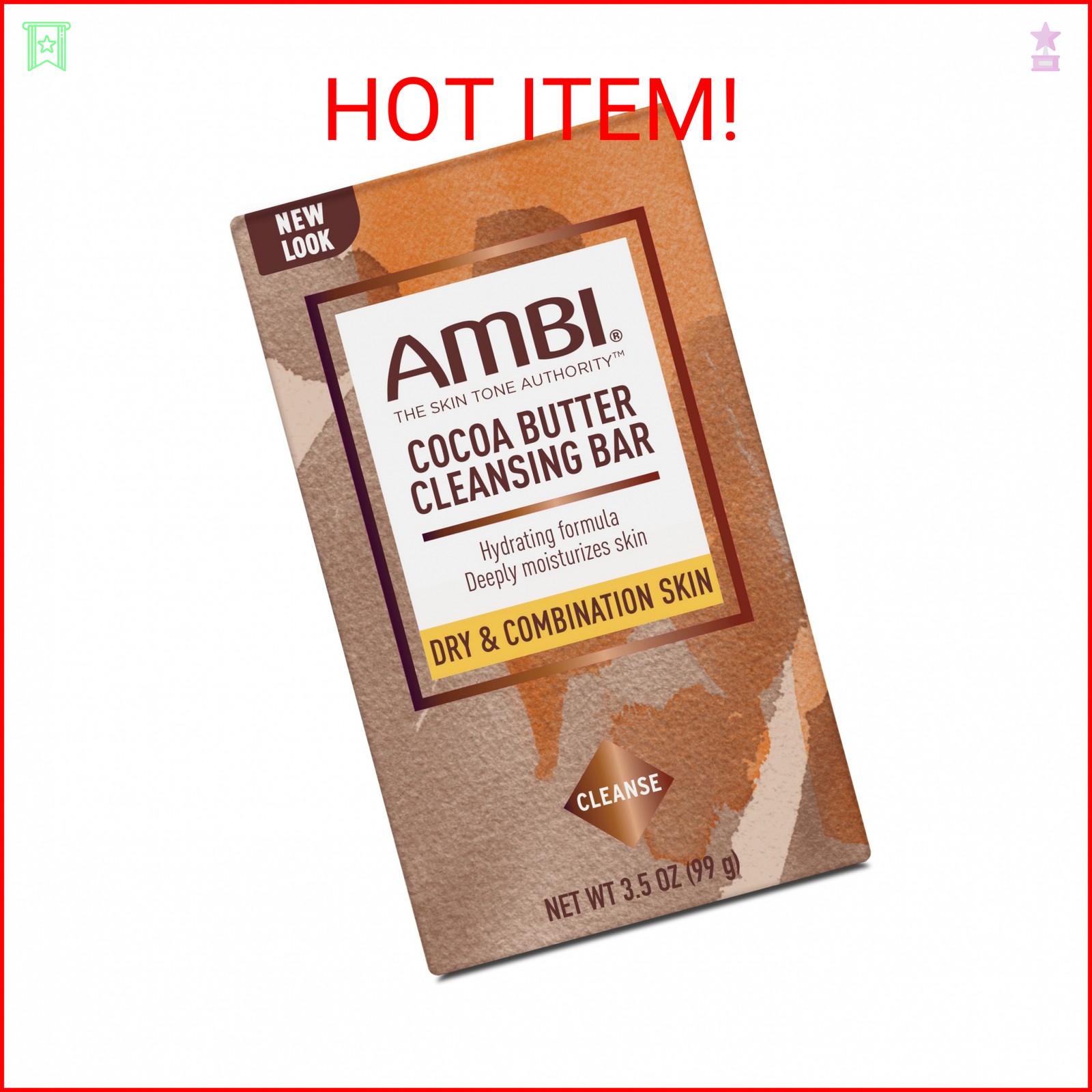 Ambi Cleansing Bar Soap Cocoa Butter 3.5oz (6 Pack)