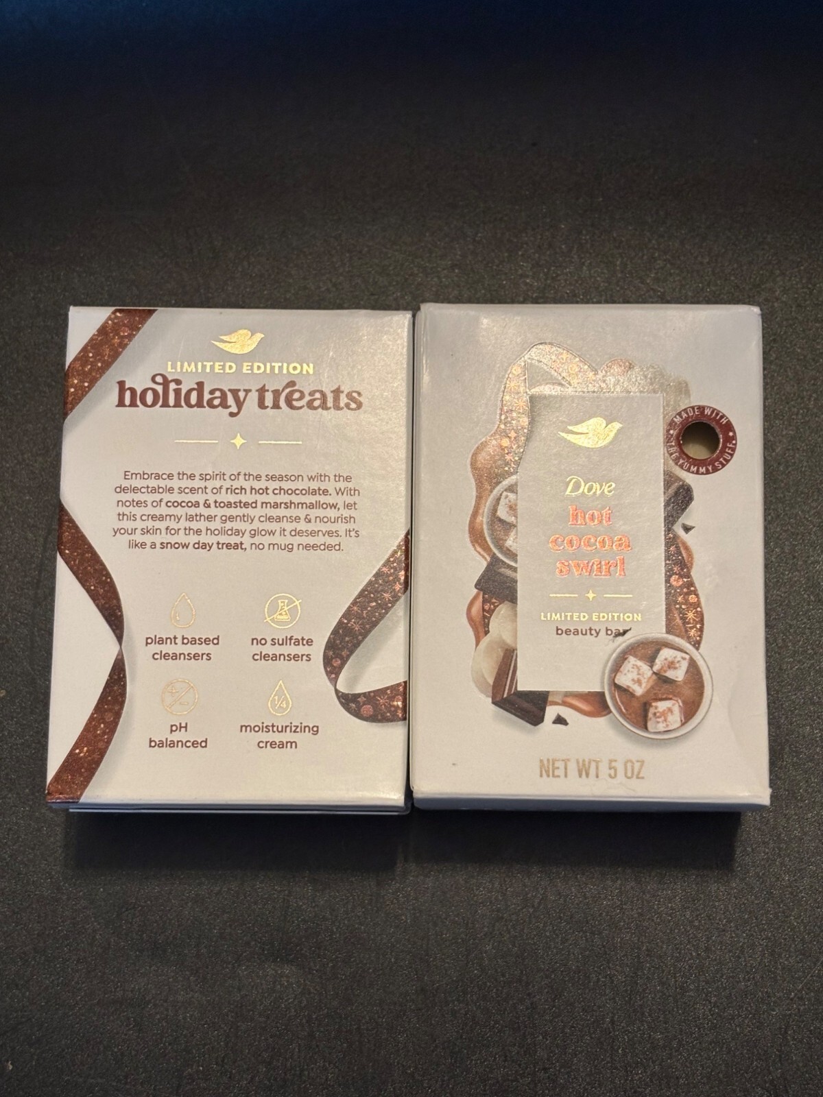 Dove Limited Edition Holiday Treat Bar Soap Hot Cocoa Swirl Scent lot of 2 5 oz