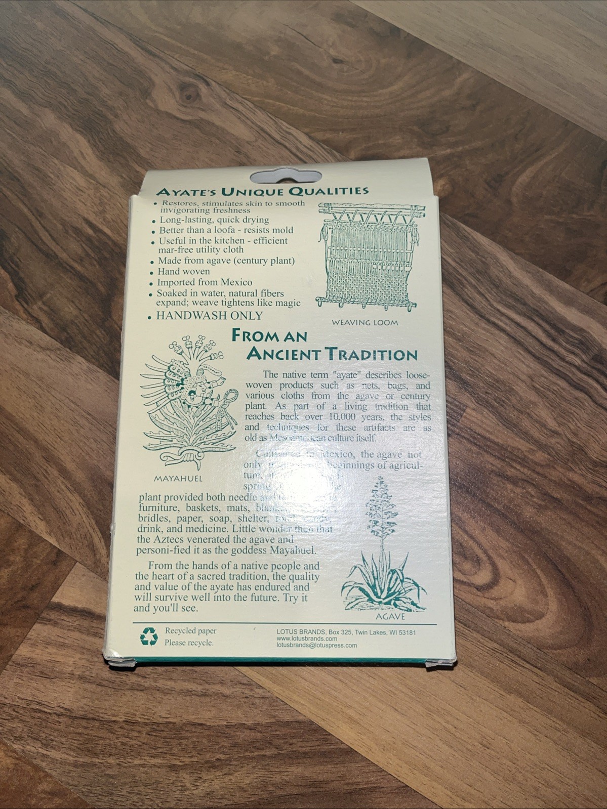 Ayate Fiber Wash Cloth Natural Washcloth NIB