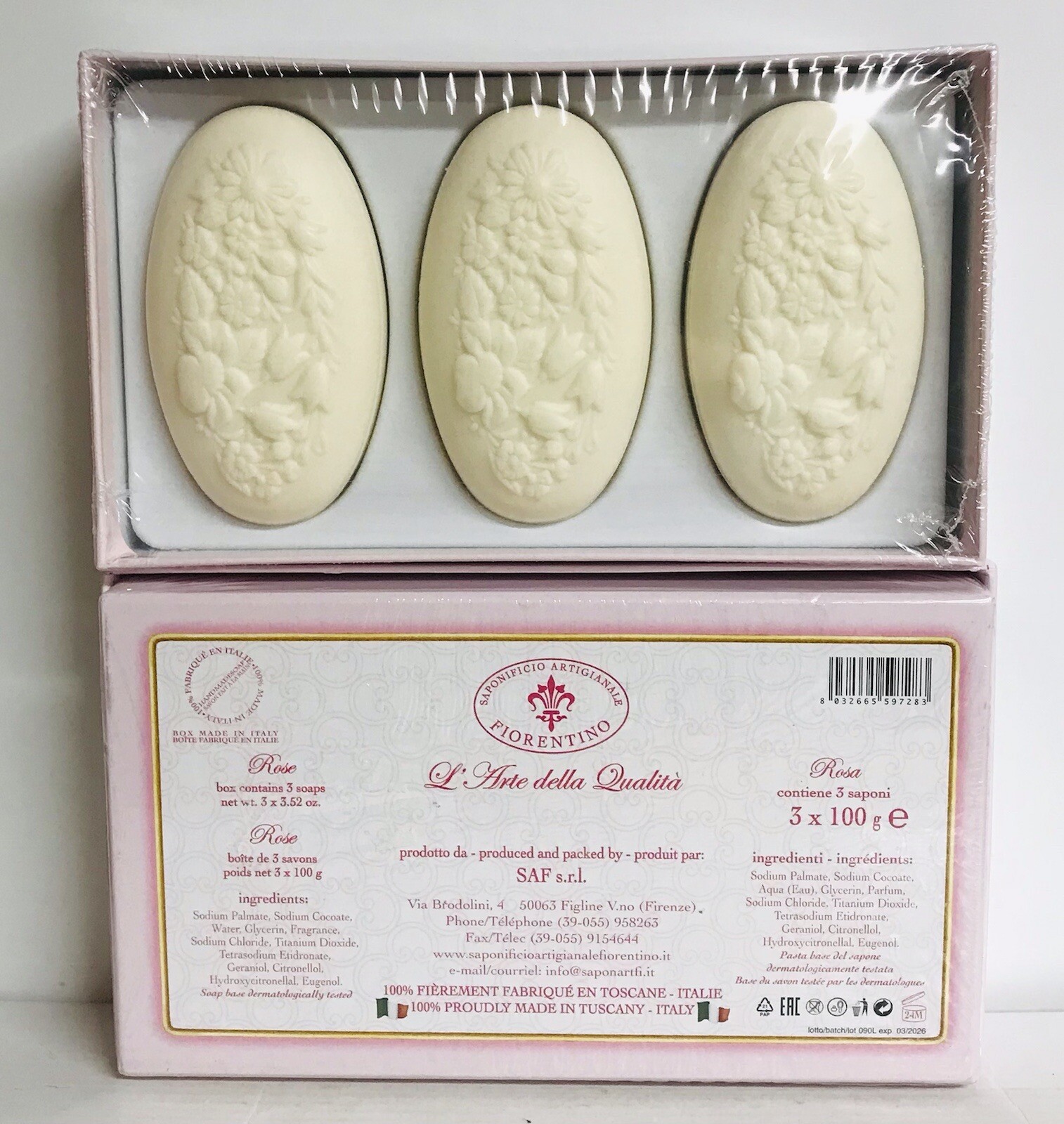 2-Pack Saponificio ~ Rose Scented Bar Soap from Italy 6 x 3.52 oz Each