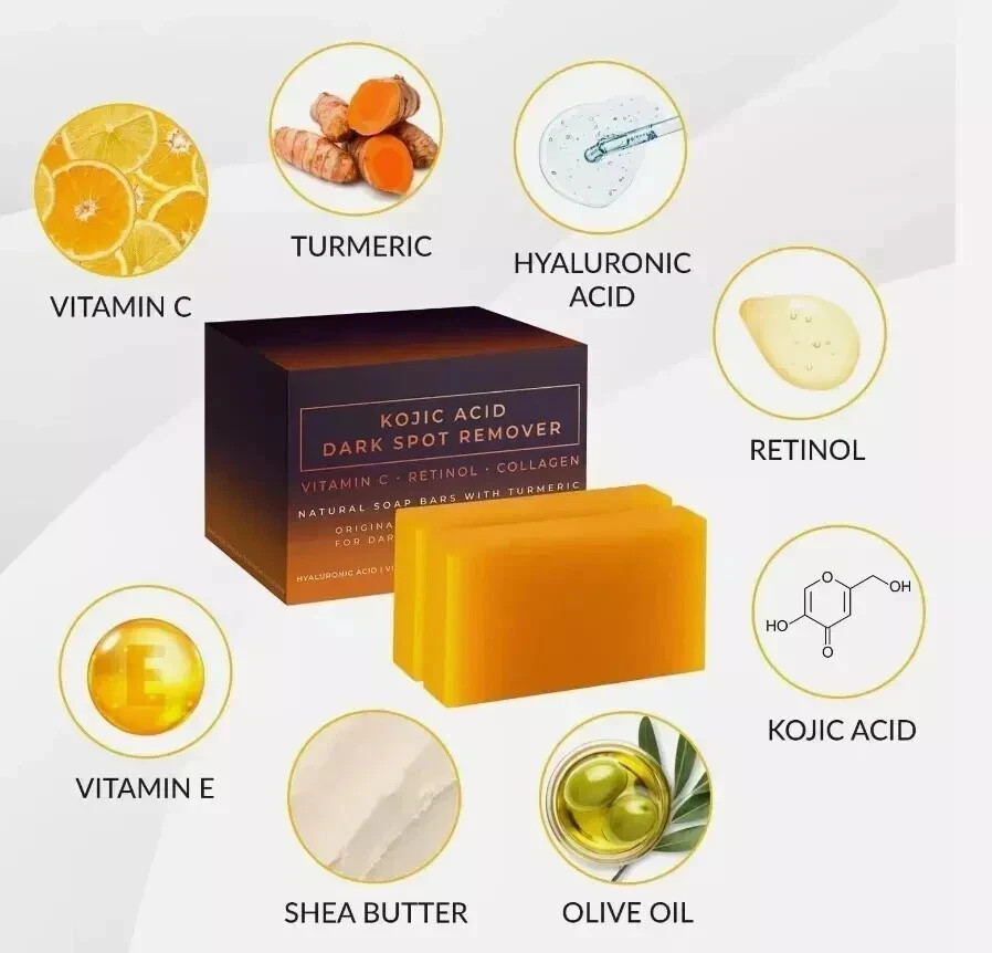 Kojic Acid Soap Skin Lightening Whitening with Vitamin C & Vitamin E 2Pcs