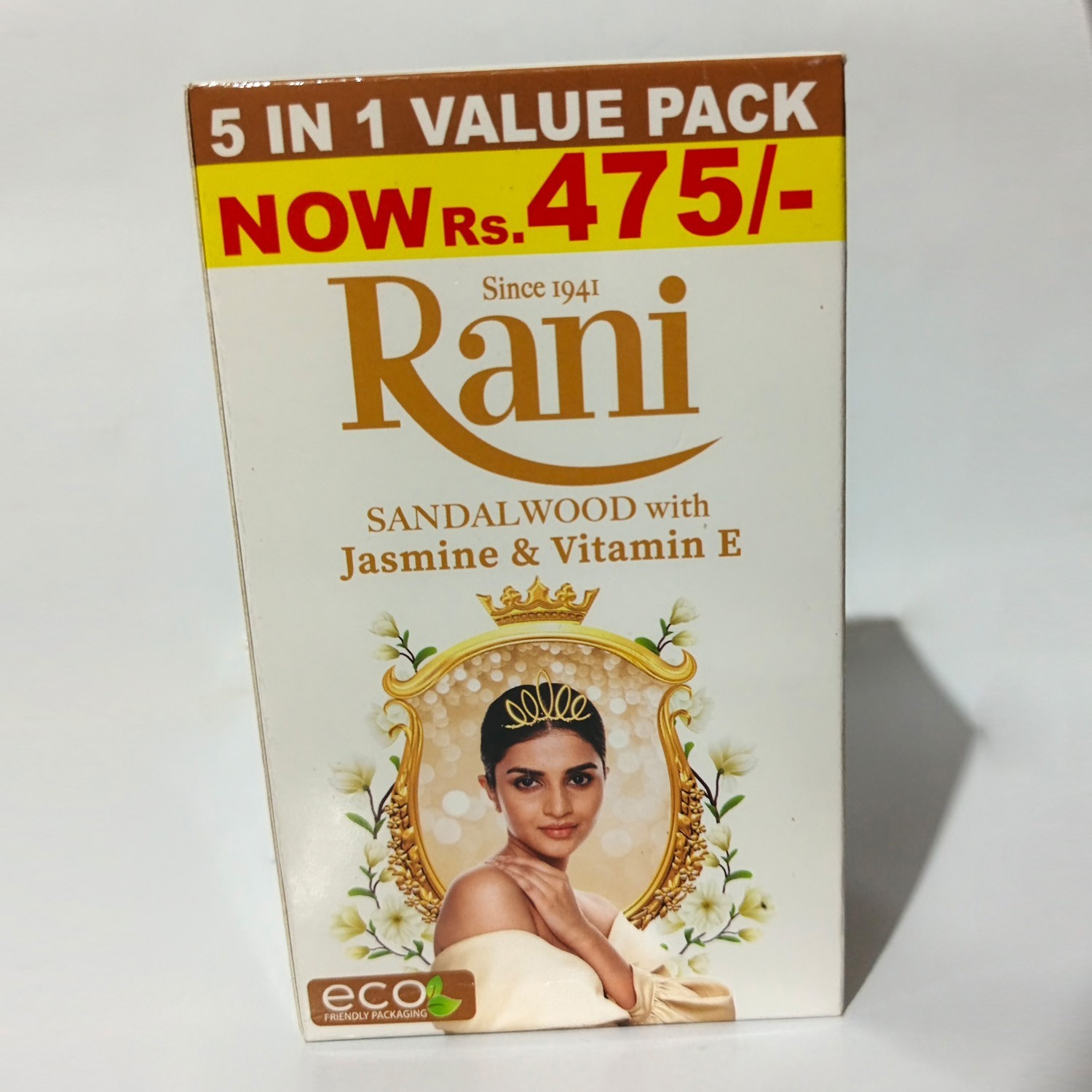 Rani Sandalwood with Jasmine & Vitamin E Bathing Bar Soap Natural Beauty 5 PCs