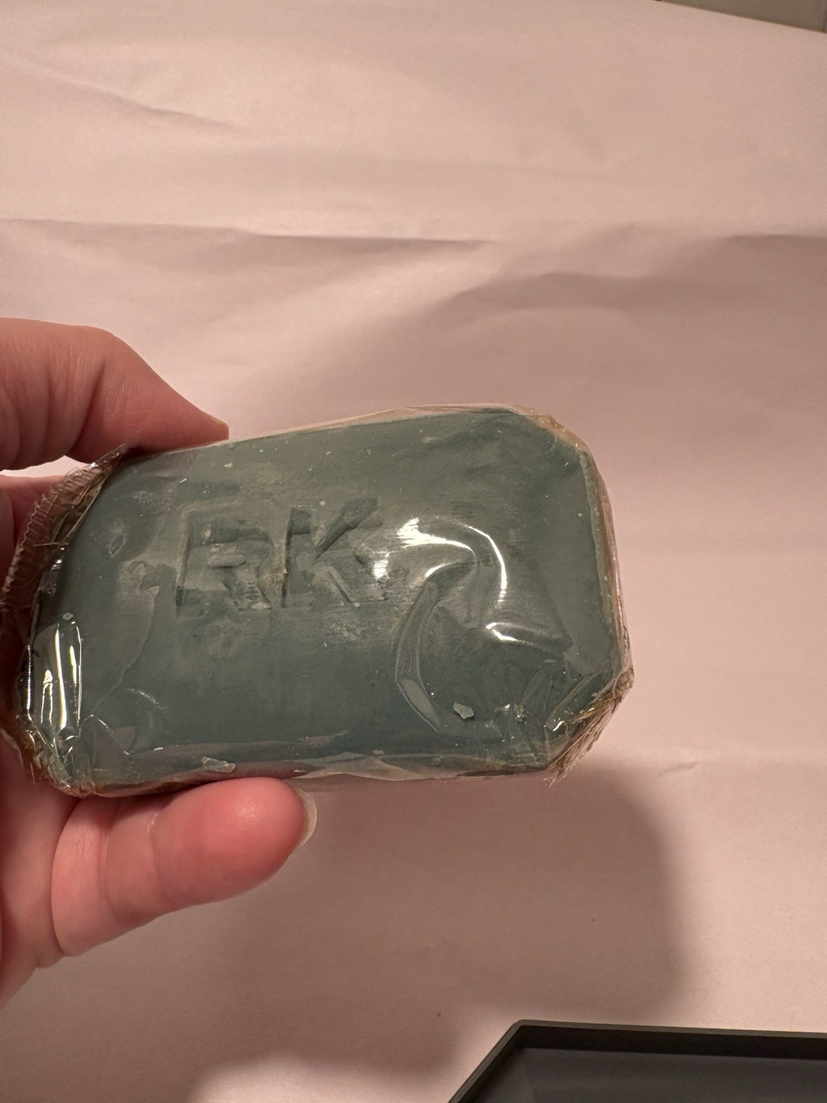 New Vintage RK Soap Bar Acid Balanced Mens Bar Green Gray Plastic Travel Dish