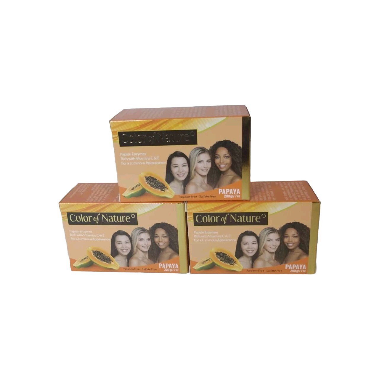 color of natural soap Infused Papaya Oil & Vitamin C & E 200g Pack Of 3