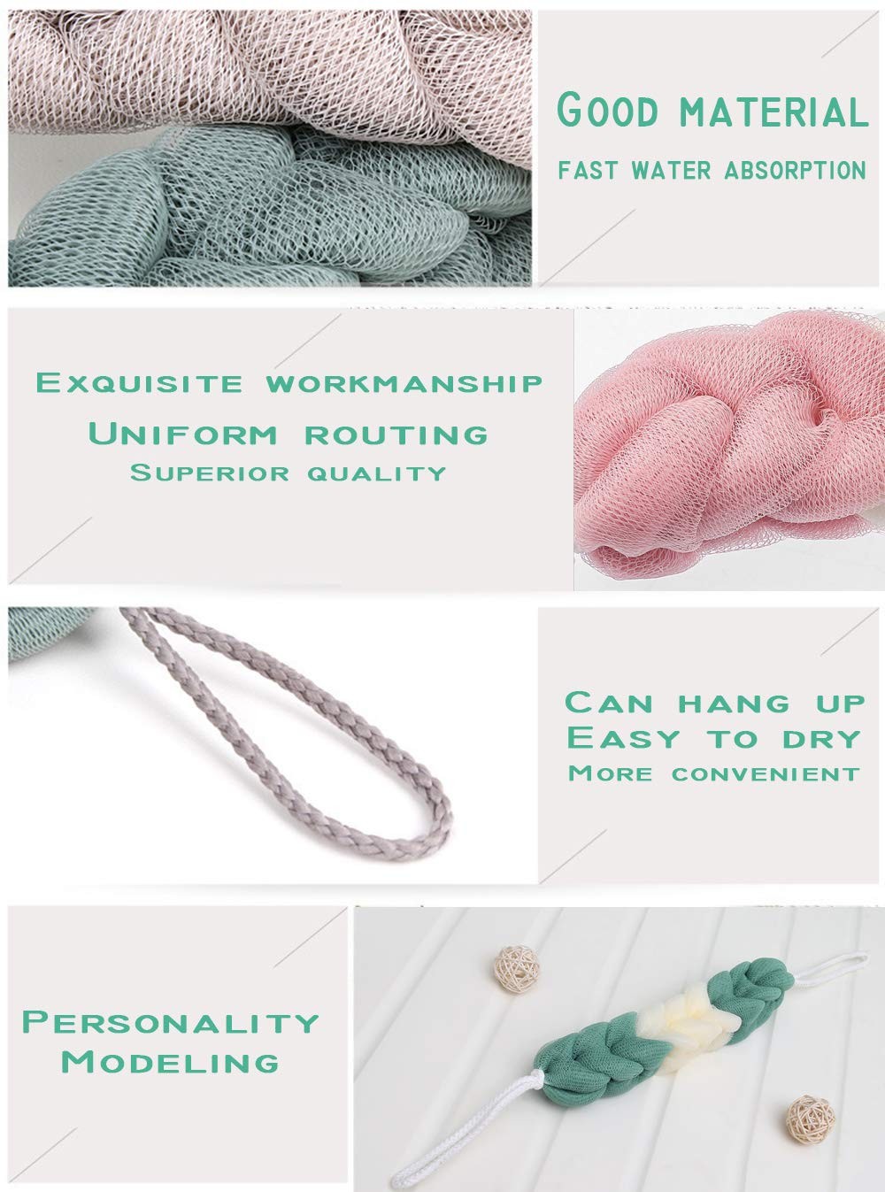 AARainbow 4 Packs Long 4 Count (Pack of 1), B-1 Grey+1 Green+1 Pink+1 Coffee