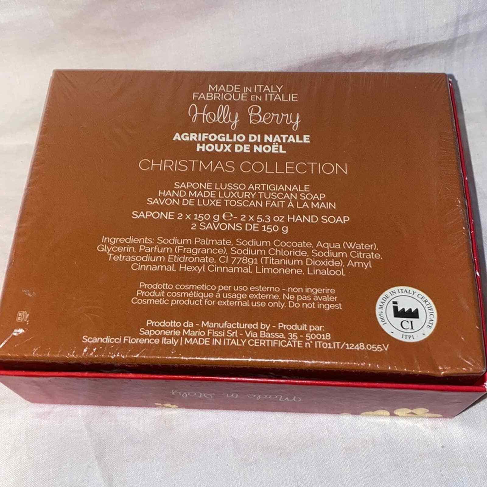SAPONERIE MARIO FISSI Holly Berry Handmade Luxury Tuscan Soap- 2 bars