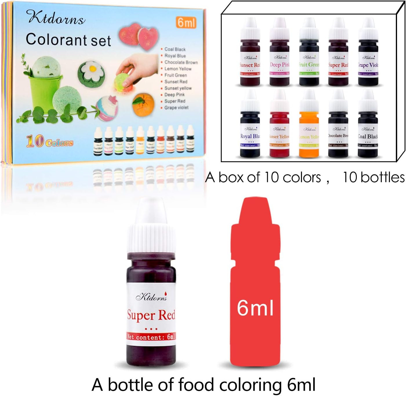 Soap Dye Soap Making Set – 10 Liquid Colors for Soap Coloring,Coal Black, Royal