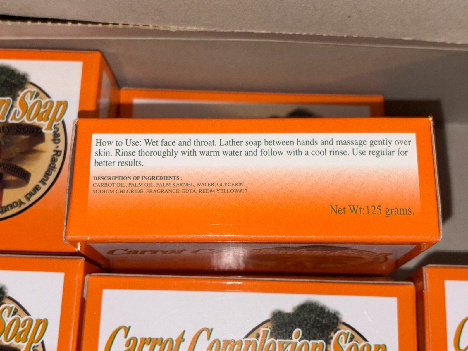 Lot Of 5 – NEW Carrot Complexion Soap Beauty with Carrot Oil Bar 125g Each