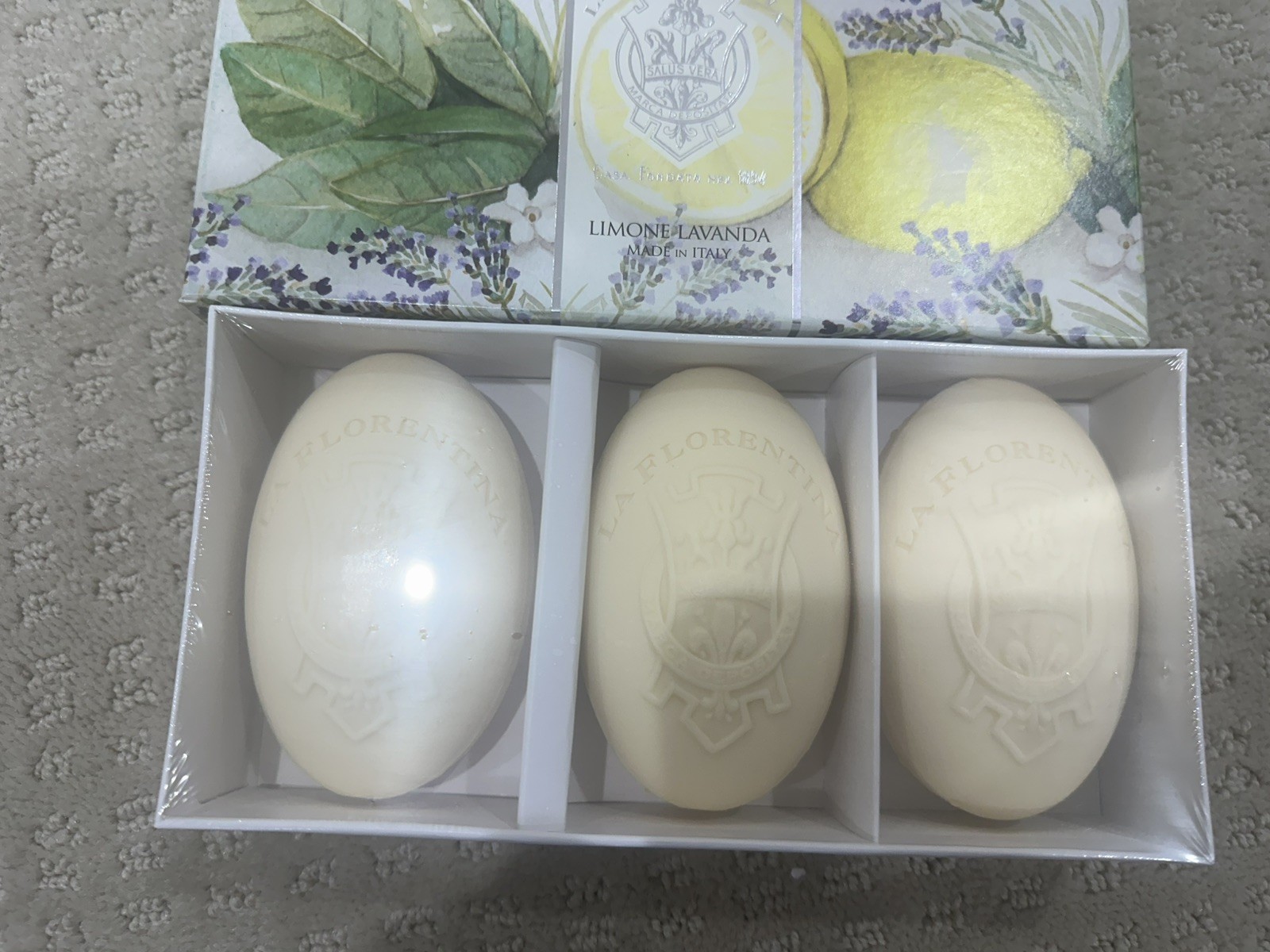 La Florentina 3×5.3 oz Luxury bar soap set Limone Lavanda Lemon Made In Italy