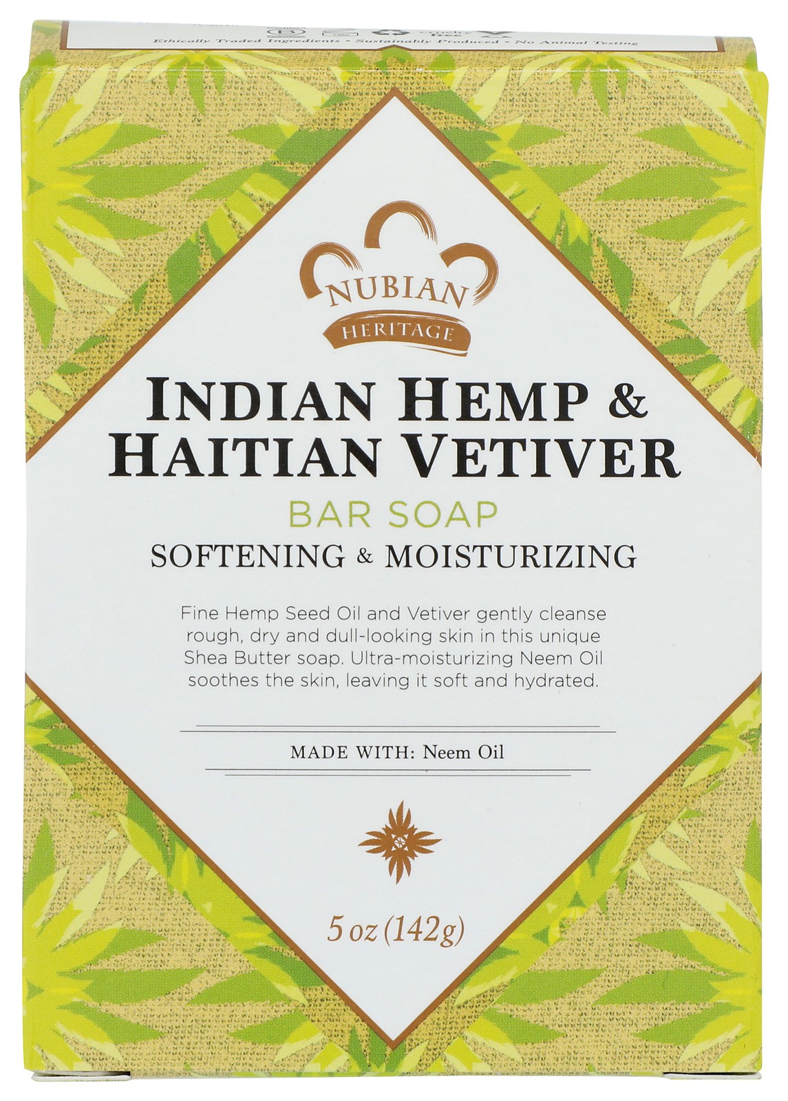 Nubian Heritage Indian Hemp And Haitian Vetiver Bar Soap 5 Oz 1 Pack