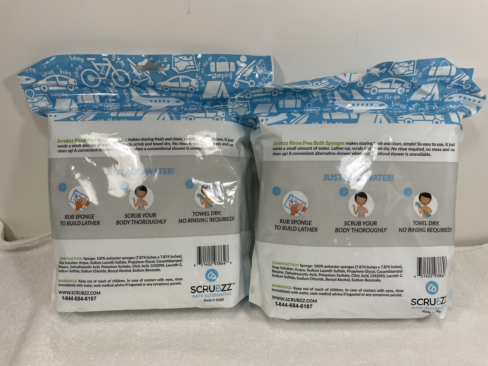 Lot Of 2 Scrubzz Disposable No Rinse Bathing Wipes – 25 Pack