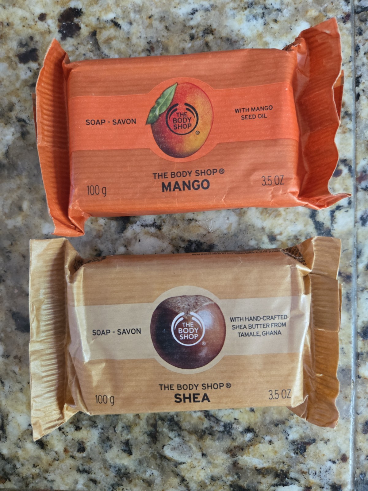 THE BODY SHOP Lot Mango Bar Soap 3.5 oz + SHEA BAR SOAP 3.5 Oz New