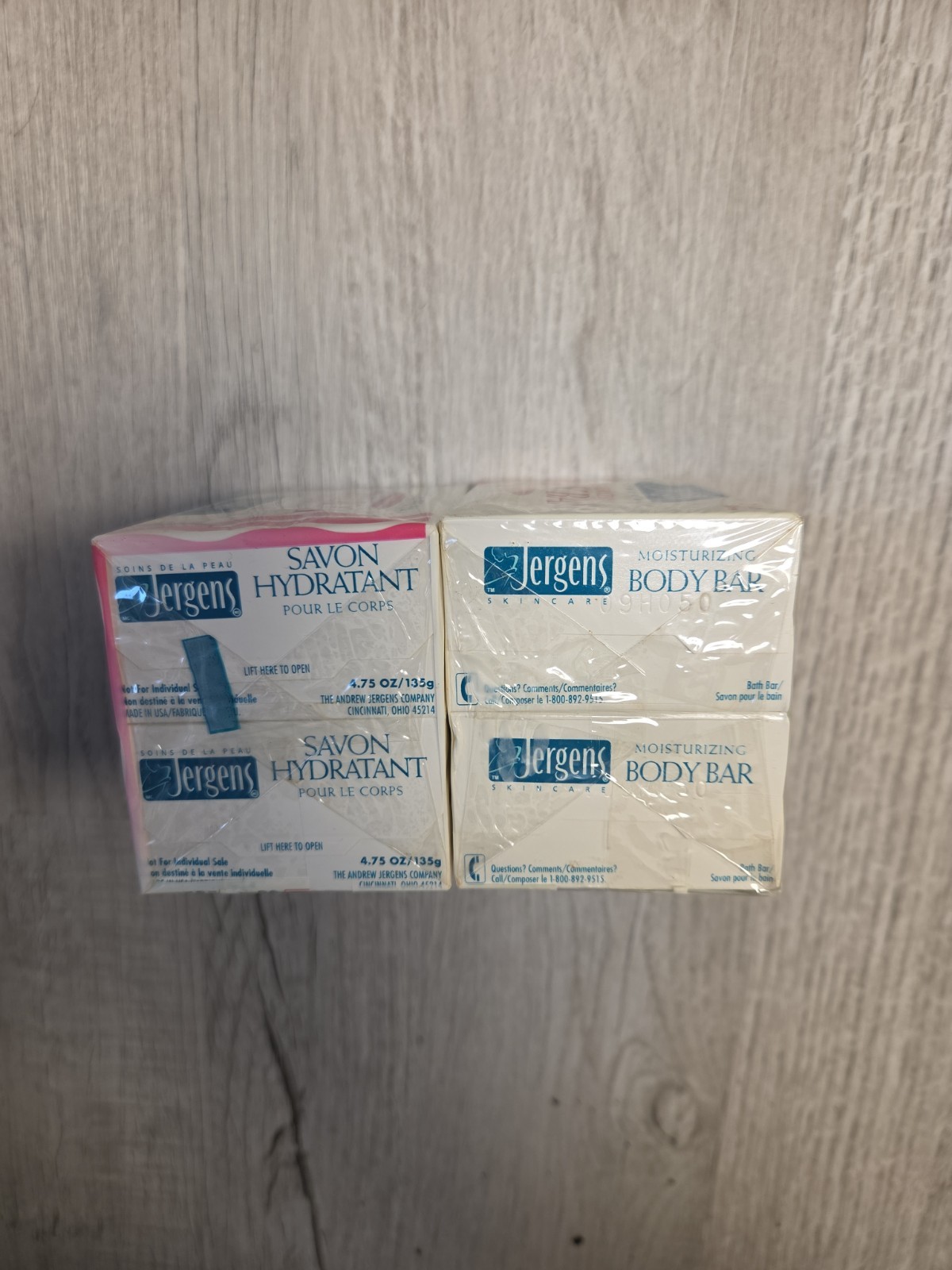 Vintage 1996 Lot Of 4 Jergens Extra Moisturizing Body Bar Soap 4.75 oz ea USA