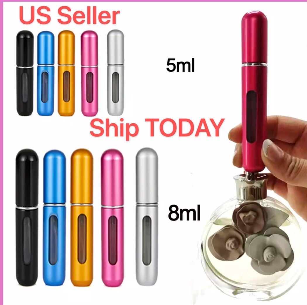 6PCS Mini Refillable Travel Portable Perfume Atomizer Bottle Spray Pump Case