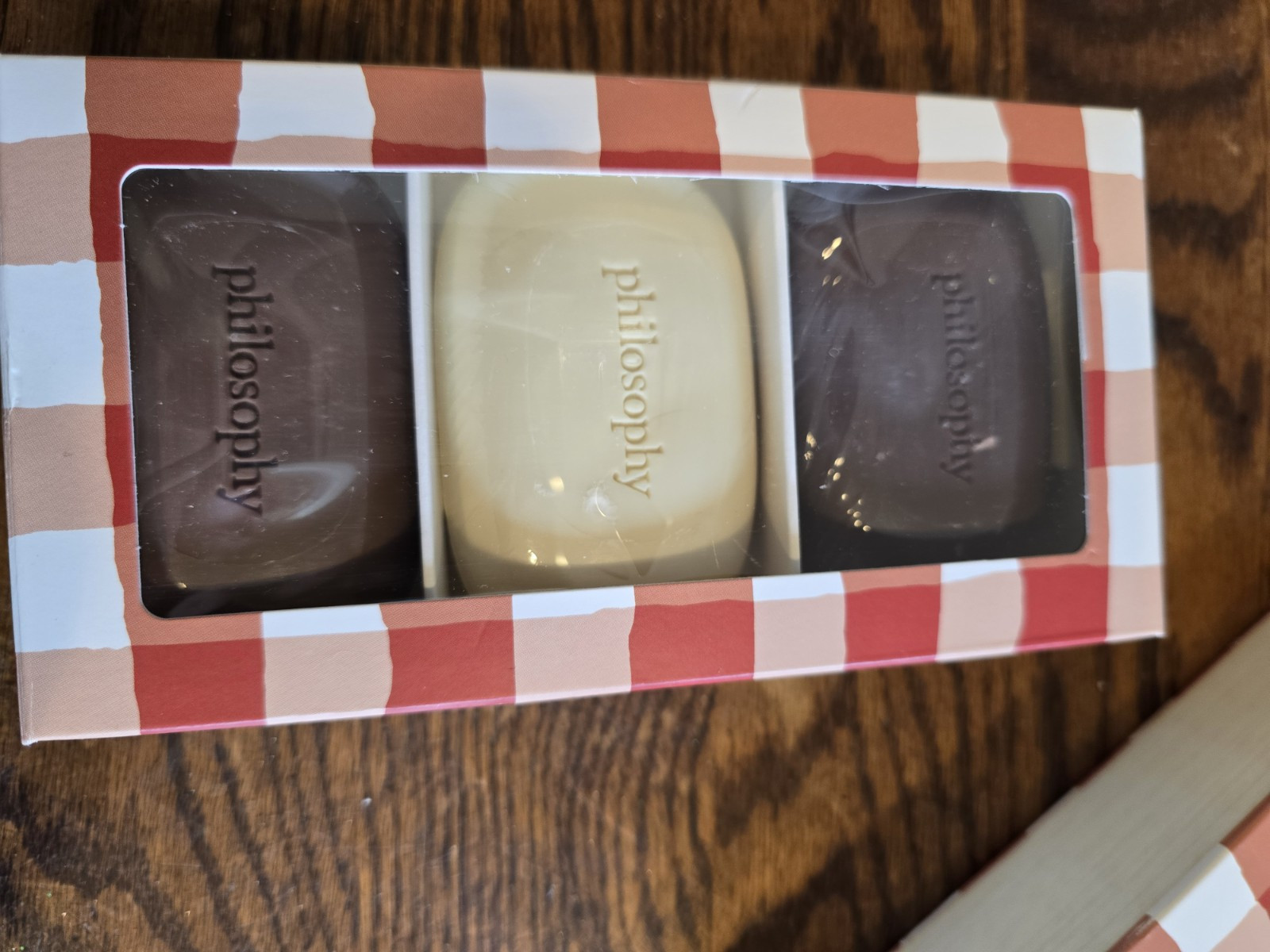 PHILOSOPHY The Cookbook SOAPS Set of 3 Bars Apple Cider Egg Nog Hot Cocoa