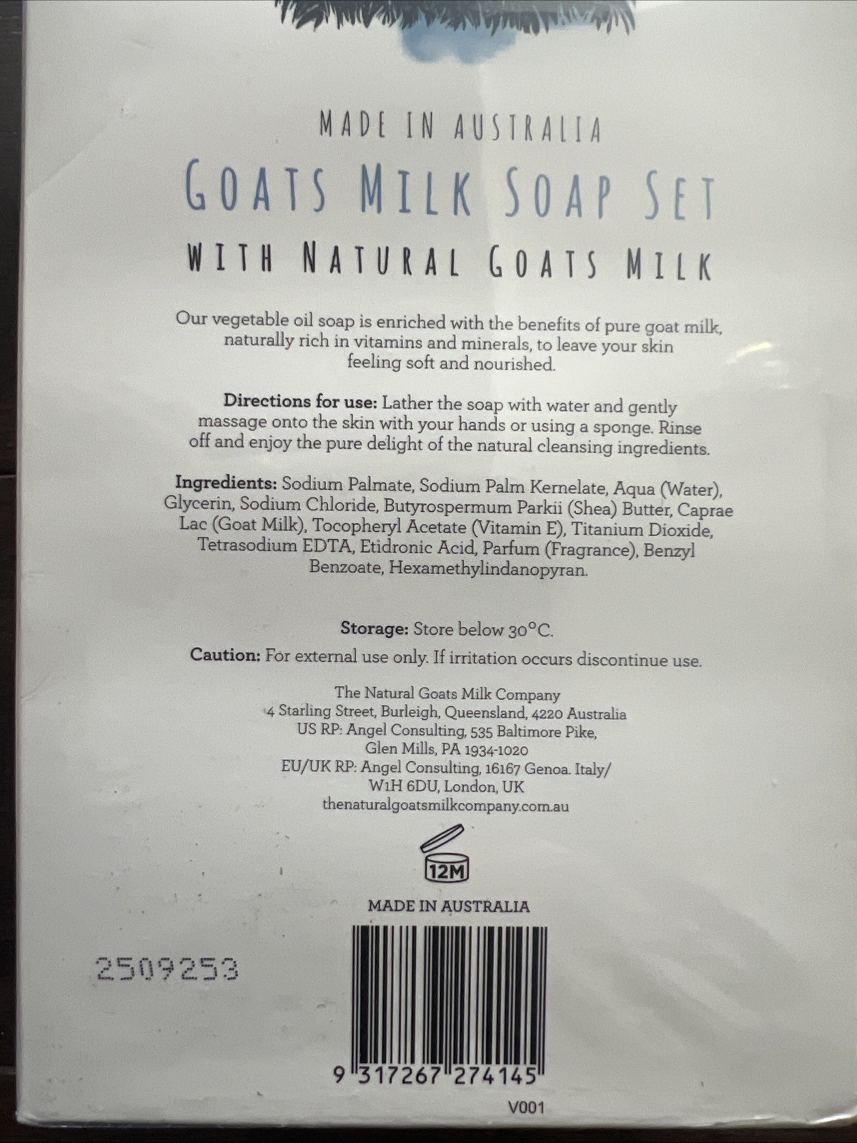 Box of 8 The Natural Goats Milk Soap Company Made In Australia 8 x 7.0 Oz Bars