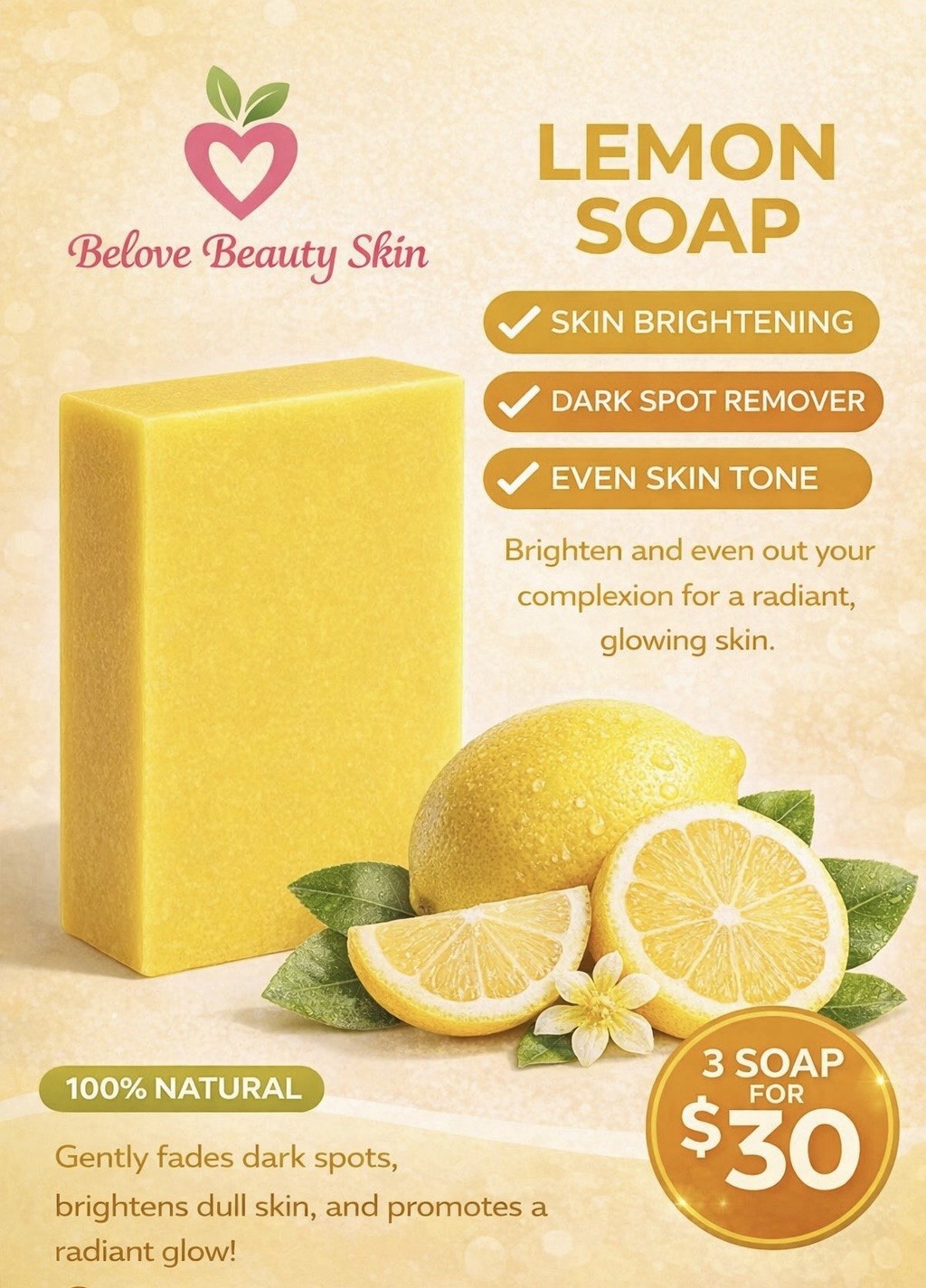 Tumeric Soap For Dark Spots, Skin Lightening, Anti Acne Skin Cleansing Soap Bar~