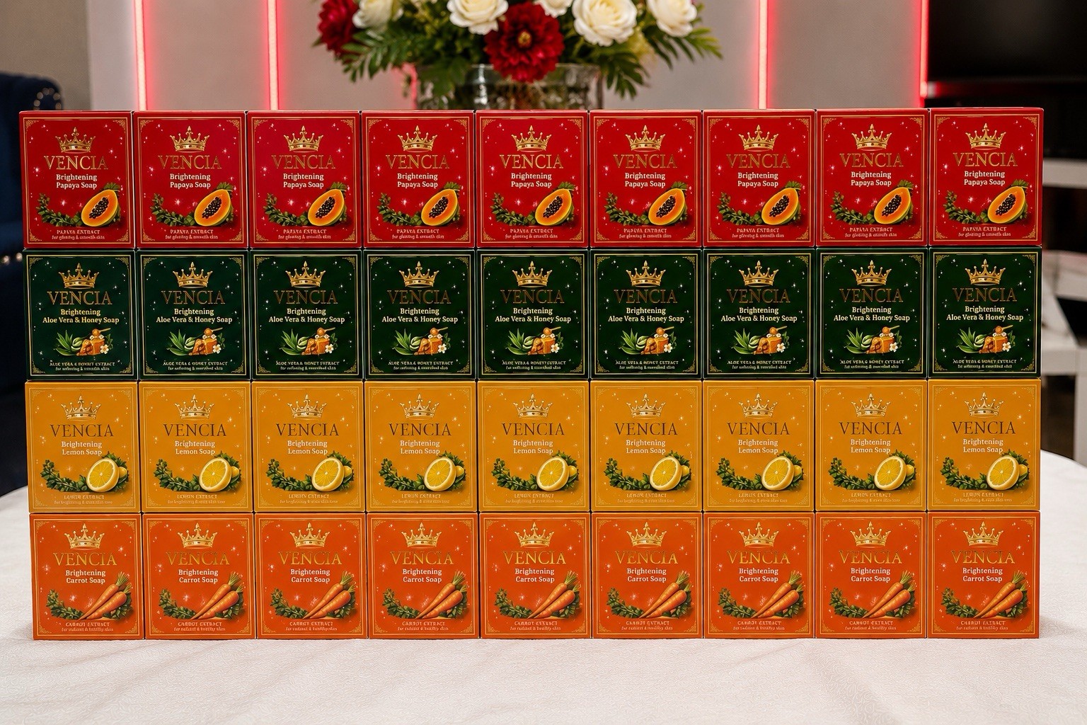 Vencia Brightening Body Bar Soap Multipack Papaya Aloe Vera Honey Lemon Carrot