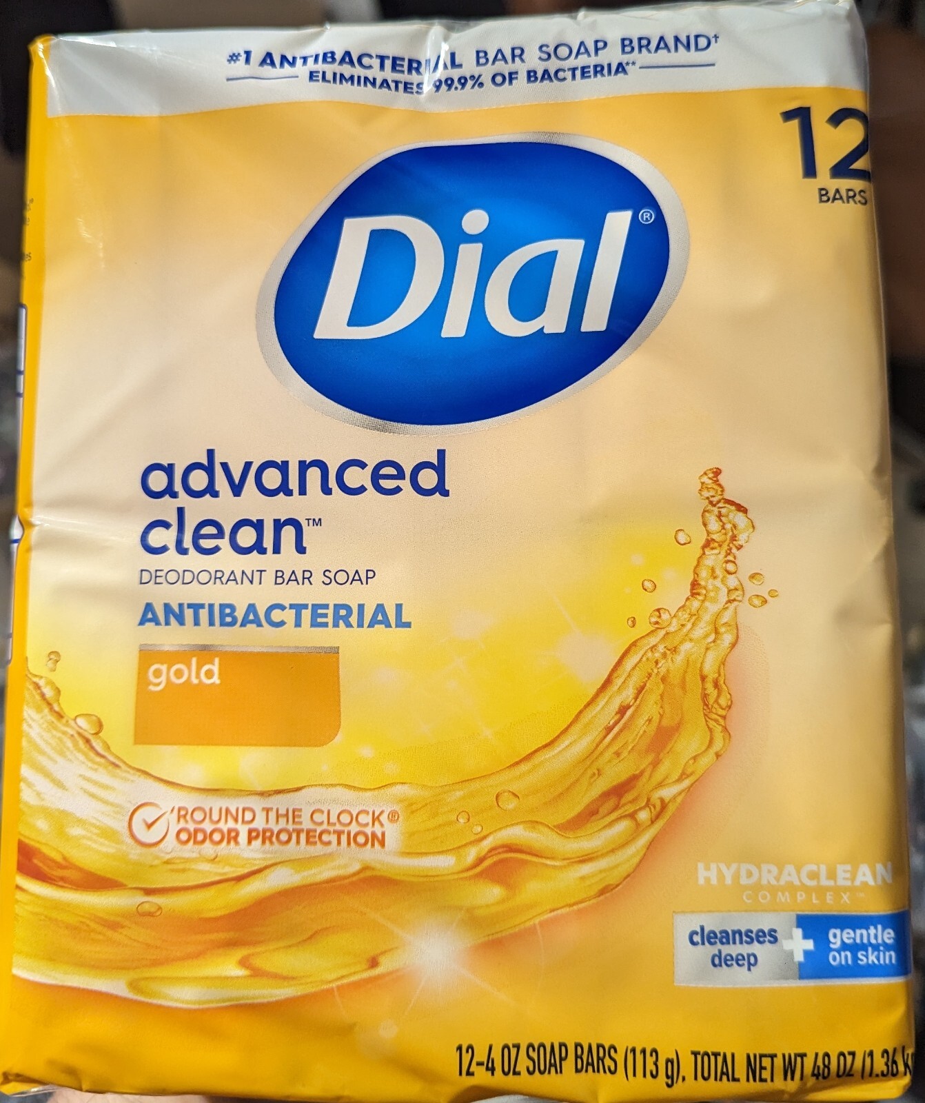 Dial Gold Antibacterial Bar Soap 12 Bars 4 OZ Each Kills Bacteria 48 OZ Total