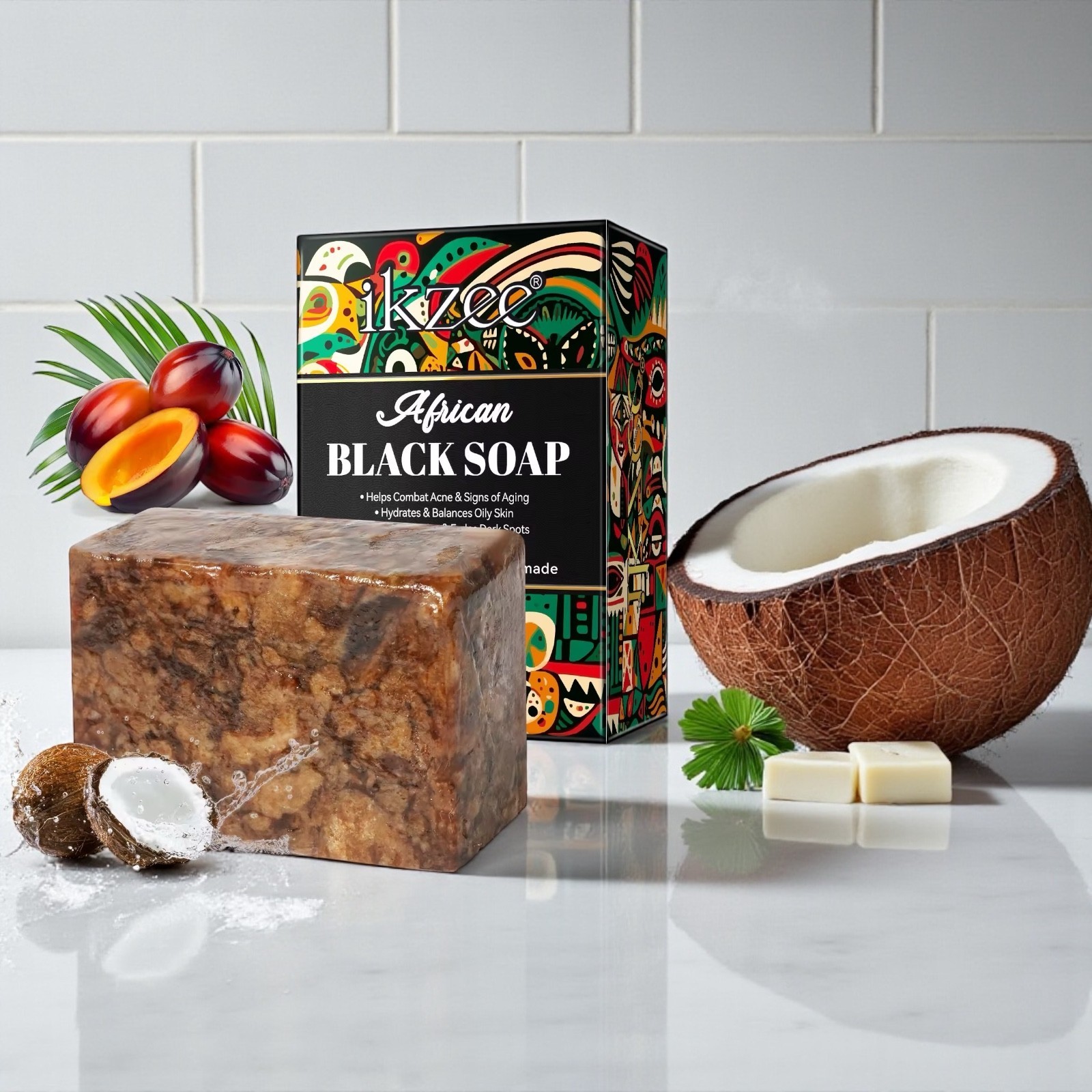 African Organic Black Soap Natural Handmade Shea Soap for Acne Dark Spots