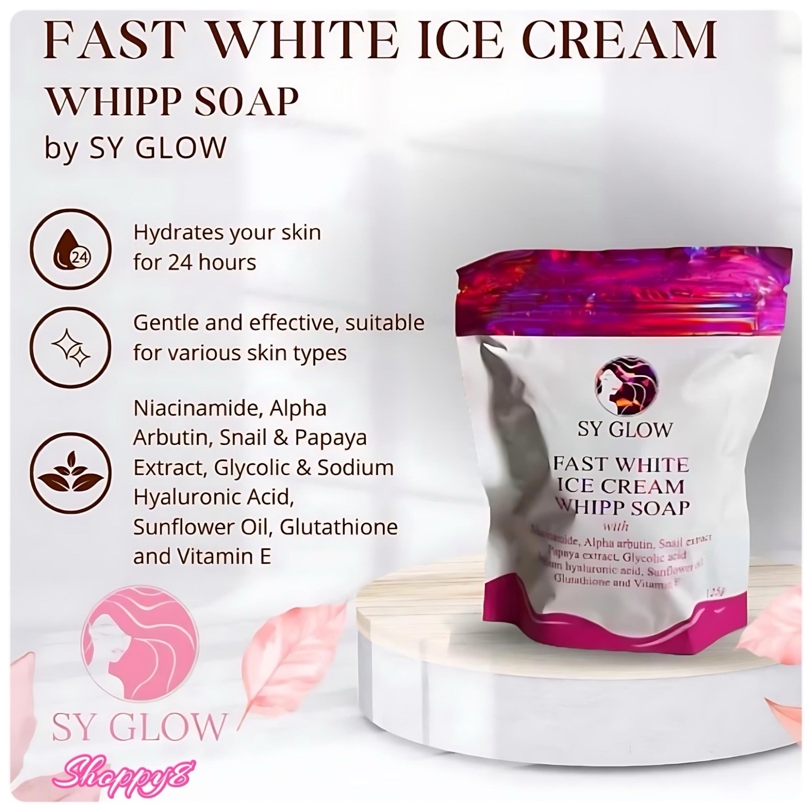 SY GLOW Fast White Ice Cream Whipp Soap, 125g
