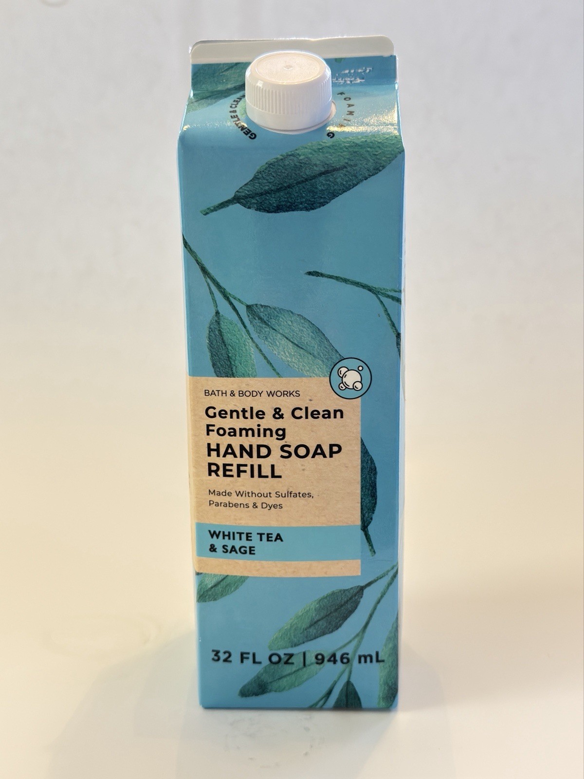 2x BATH & BODY WORKS WHITE TEA & SAGE GENTLE CLEAN FOAMING HAND SOAP REFILL 32oz