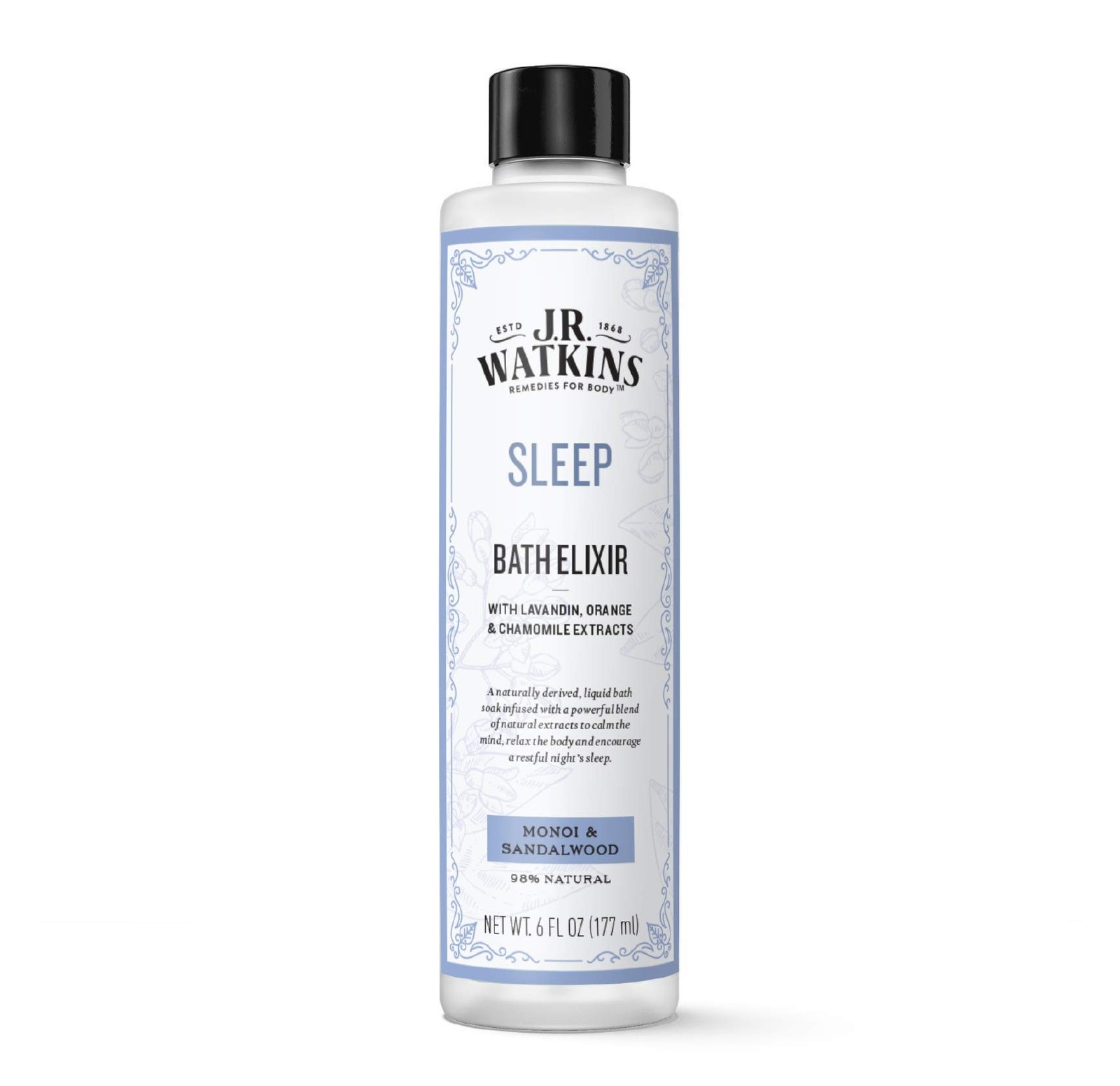 J.R. Watkins Sleep Bath Elixir, Liquid Bath Soak, Monoi & Sandalwood with Nat…