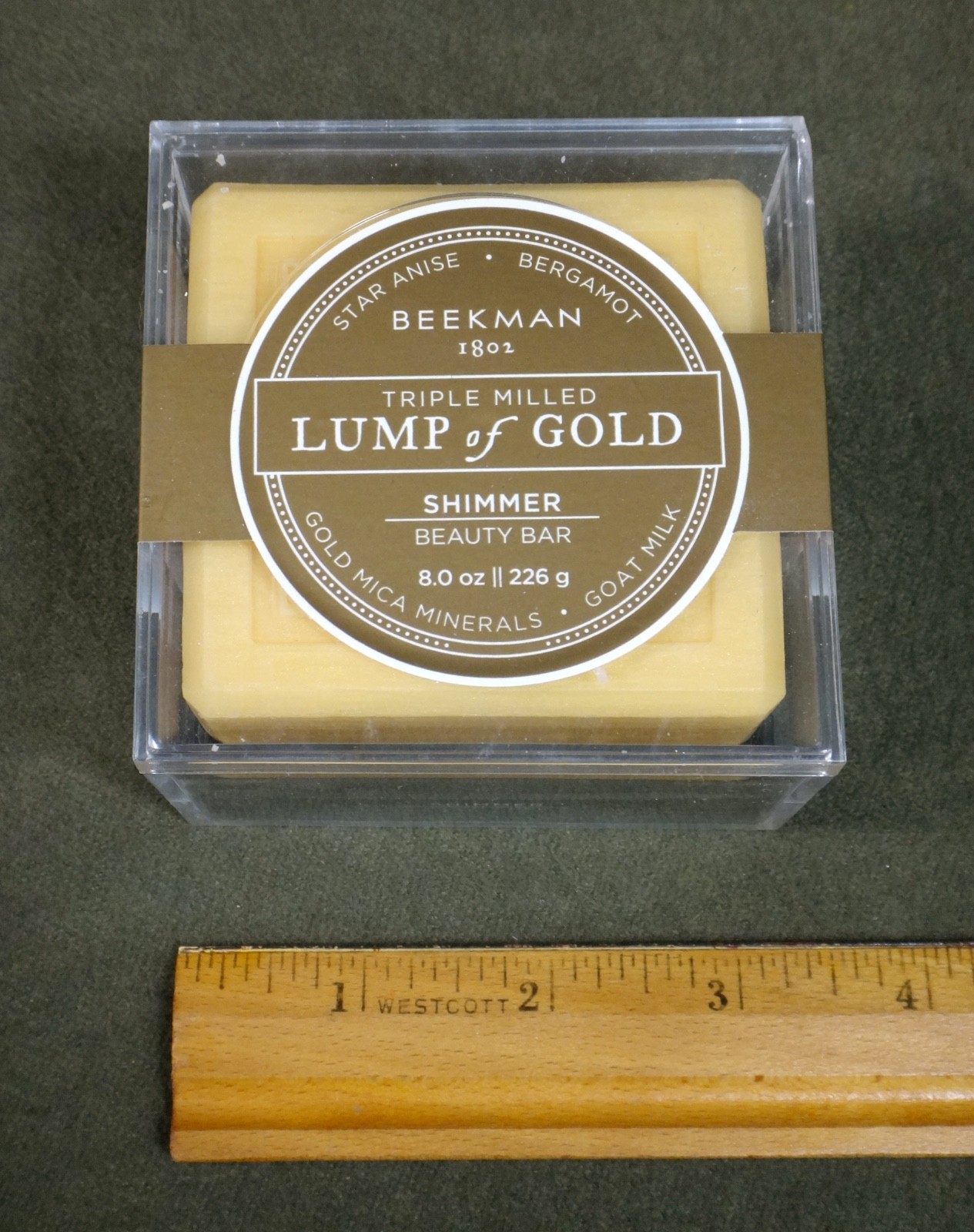 Beekman 1802 LUMP OF GOLD shimmer beauty bar GOAT MILK SOAP bergamot BOX