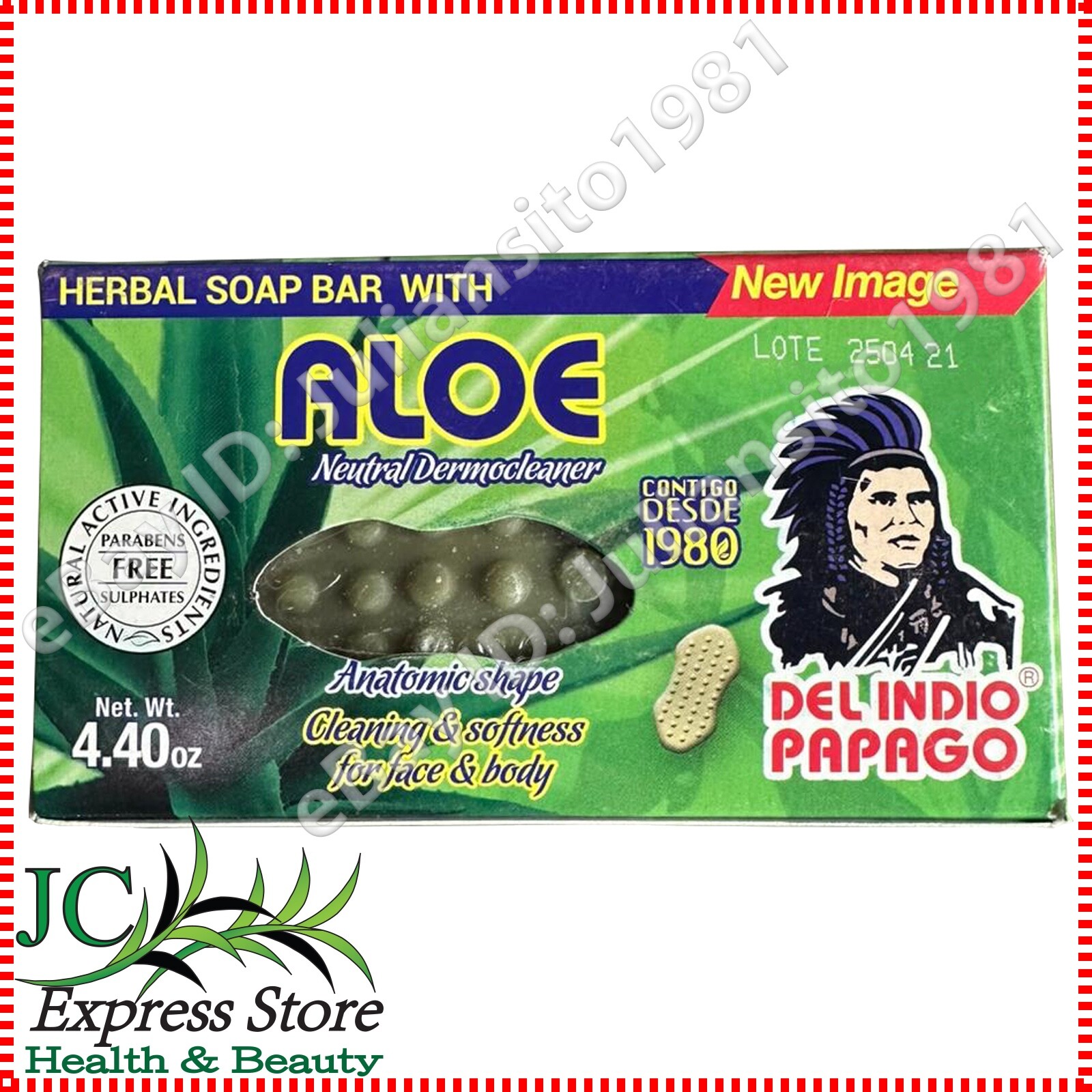 HERBAL ALOE SOAP BAR JABON HERBAL DE TOCADOR CON SABILA DEL INDIO PAPAGO 125 GR