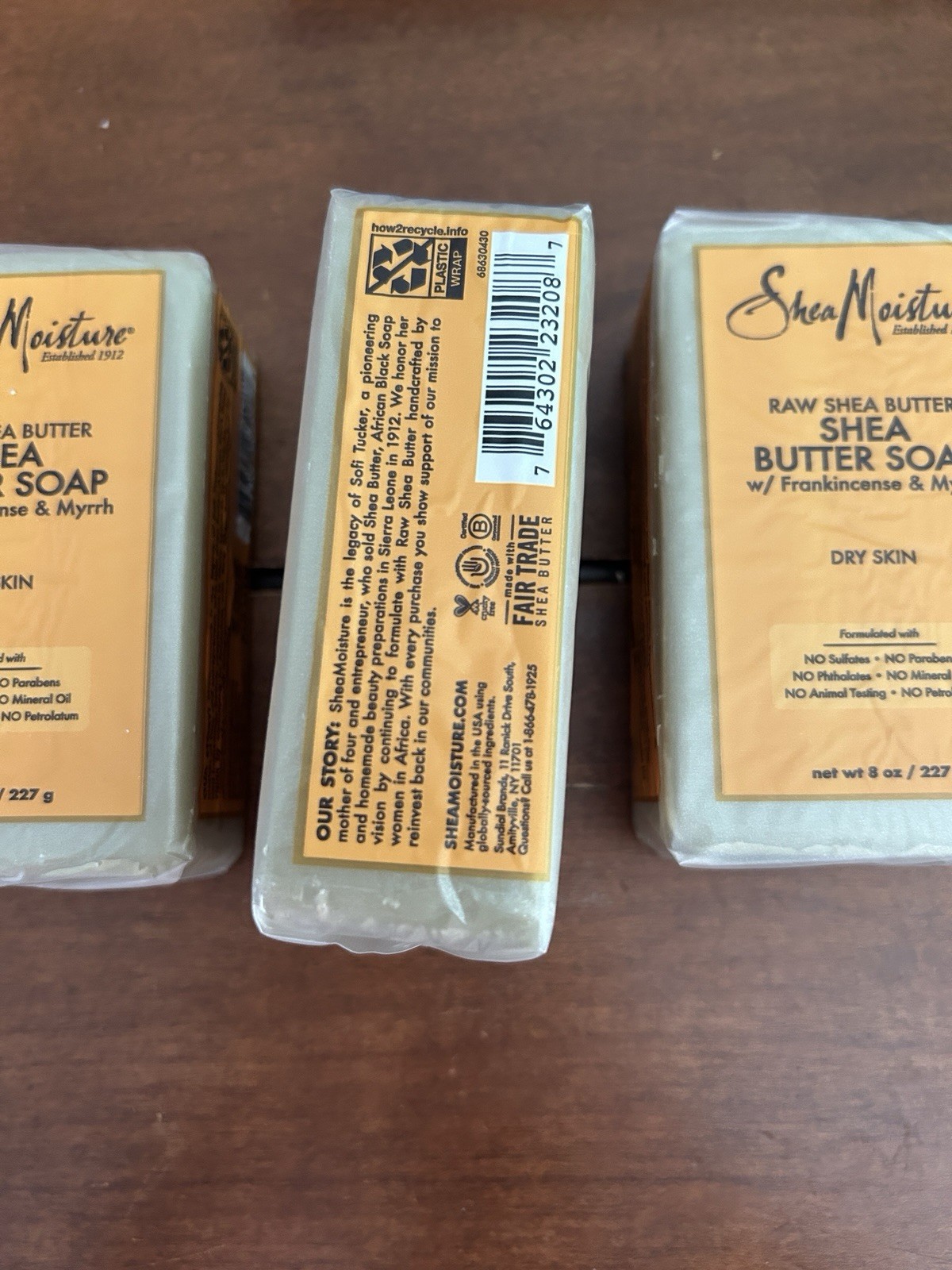 3 Bar Shea Moisture Raw Shea Butter SHEA BUTTER SOAP w/ Frankincense & Myrrh 8oz