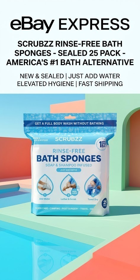 Disposable Rinse Free Bathing Wipes – 25 Pack – All-In-1 Single Use Shower Wipes