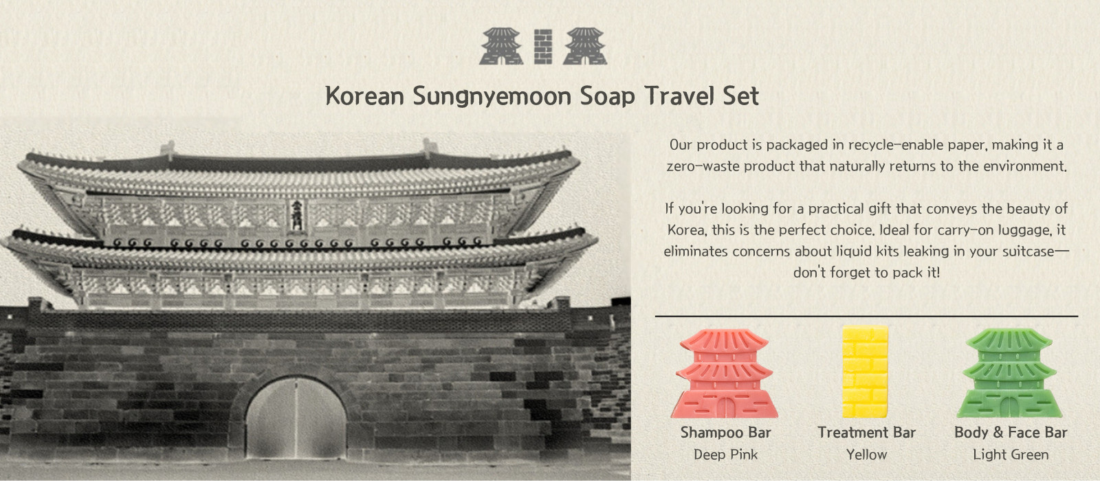 Korean Organic Herbal Handcraft Traditional Soap Travel Set Collection