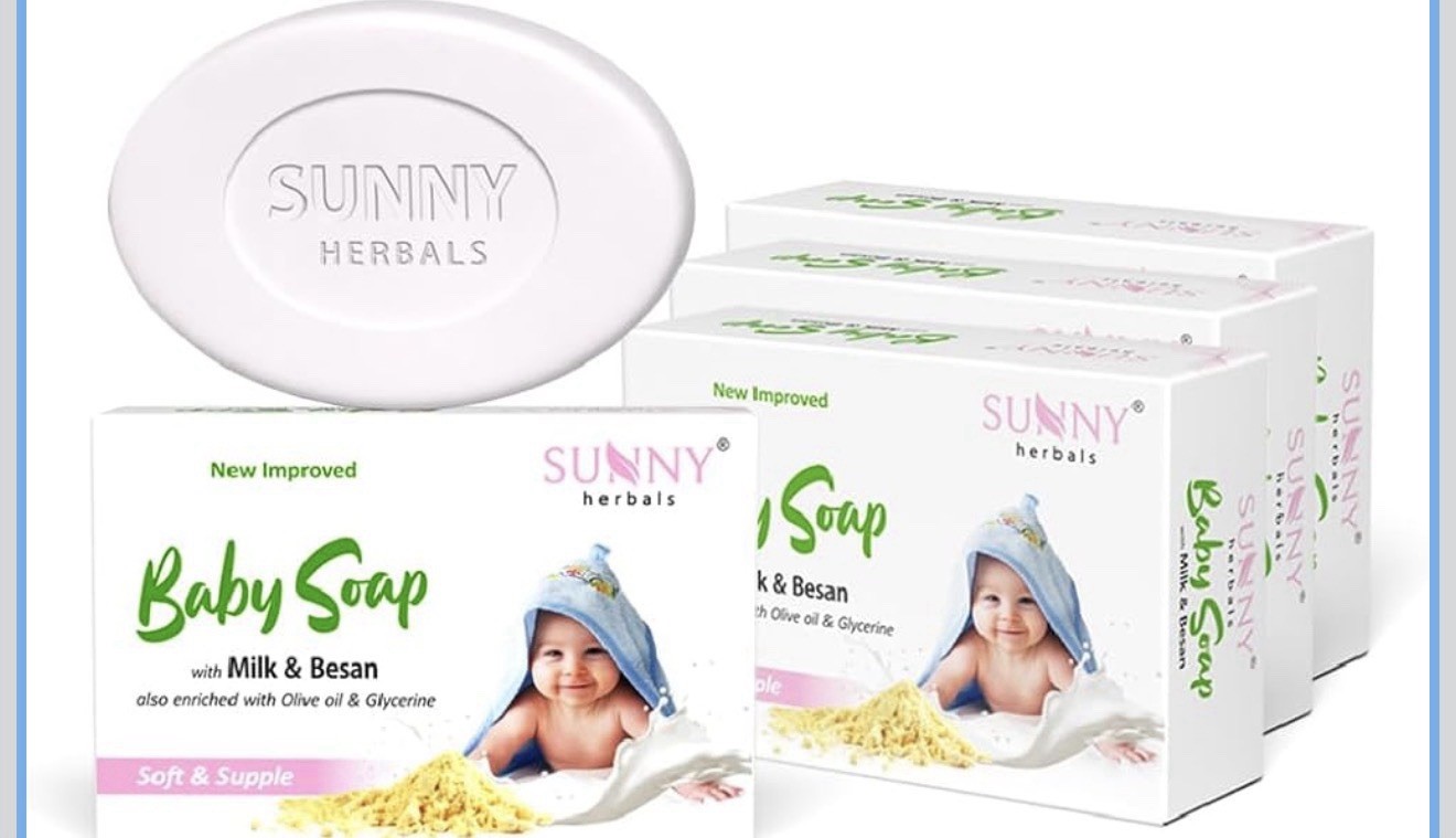 Sunny Herbals Baby Soap 75g Pack of 4 | Milk Besan Gentle Cleanser