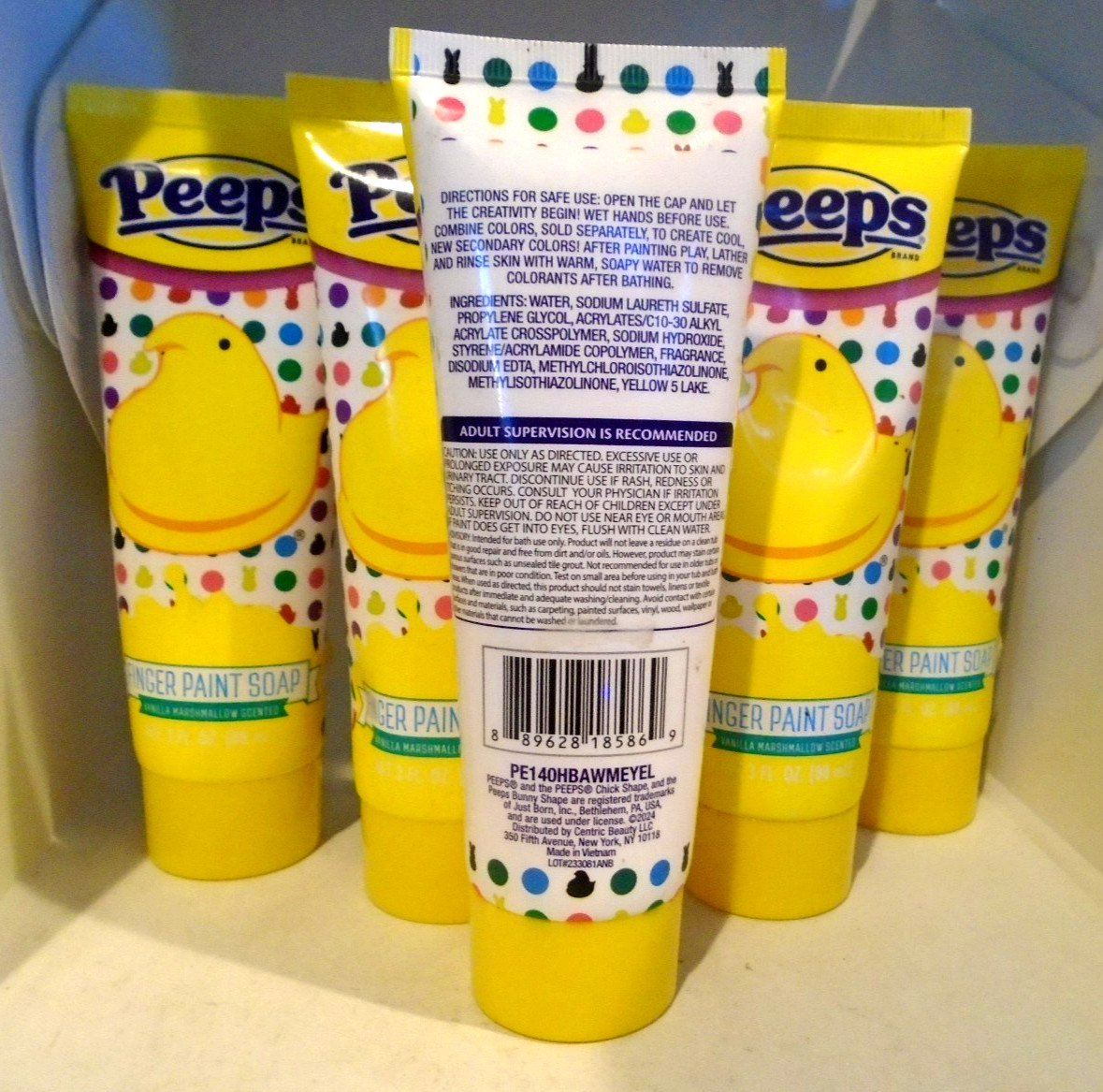 Peeps Bathtub Finger Paint Vanilla Marshmallow Scented Soap, 3 fl oz 5-PACK