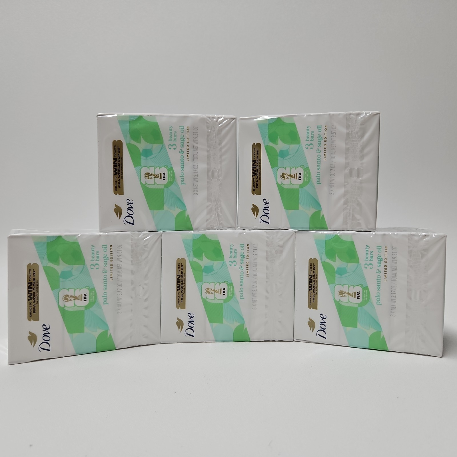 5x Dove Beauty Bar Palo Santo & Sage Oil Limited Edition 3-Bar Packs FIFA 2026
