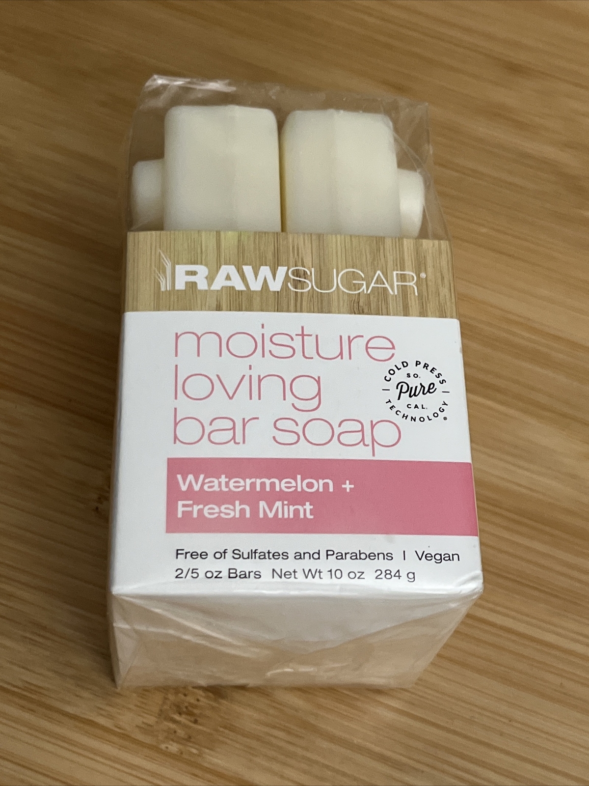 RAW SUGAR MOISTURE LOVING BAR SOAP WATERMELON + FRESH MINT LOT OF (4)PKS. 10 OZ.