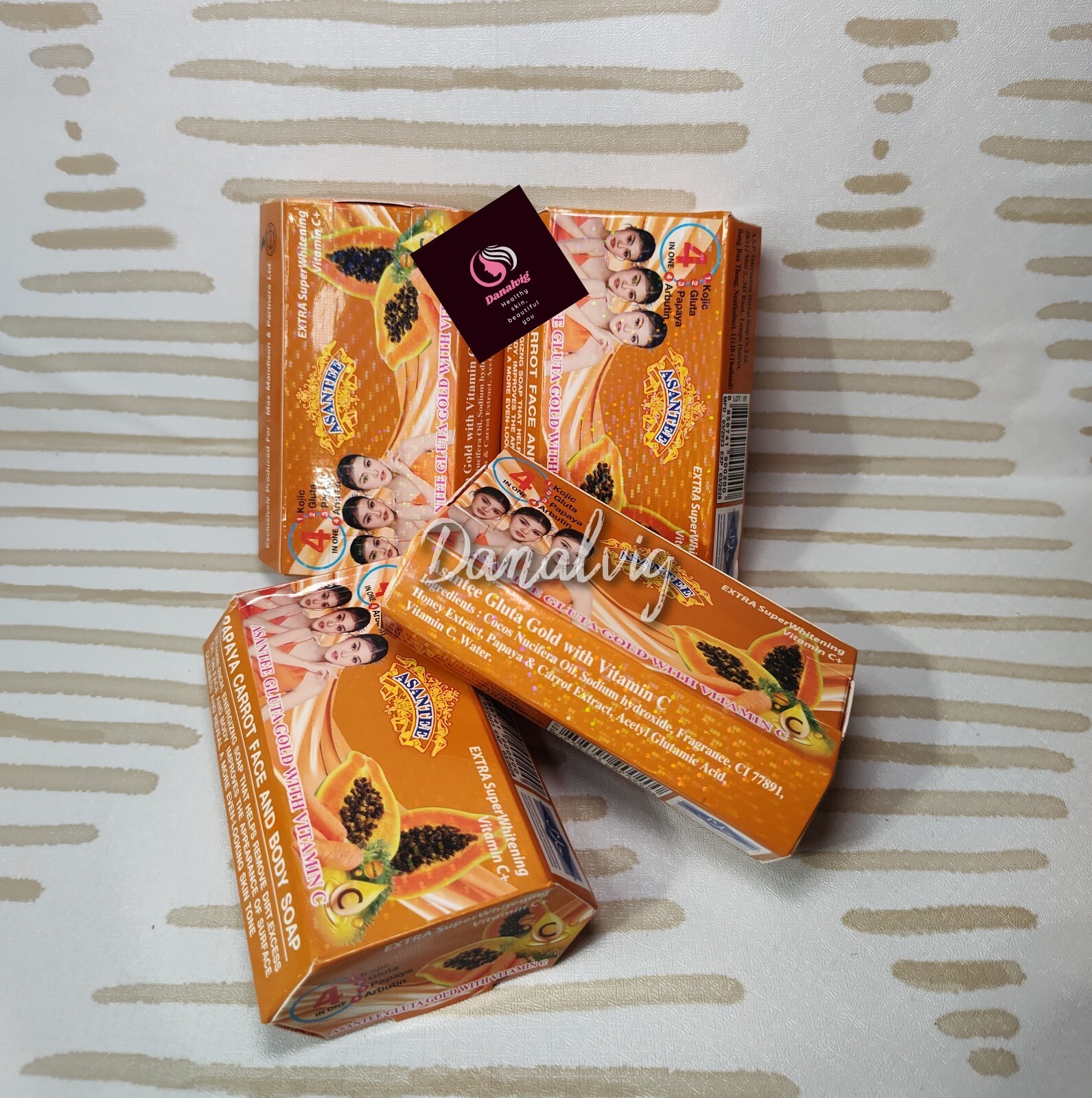 4 Bars x 125g Soap Vitamin C Gluta Gold Asantee Face And body Brightening Soap