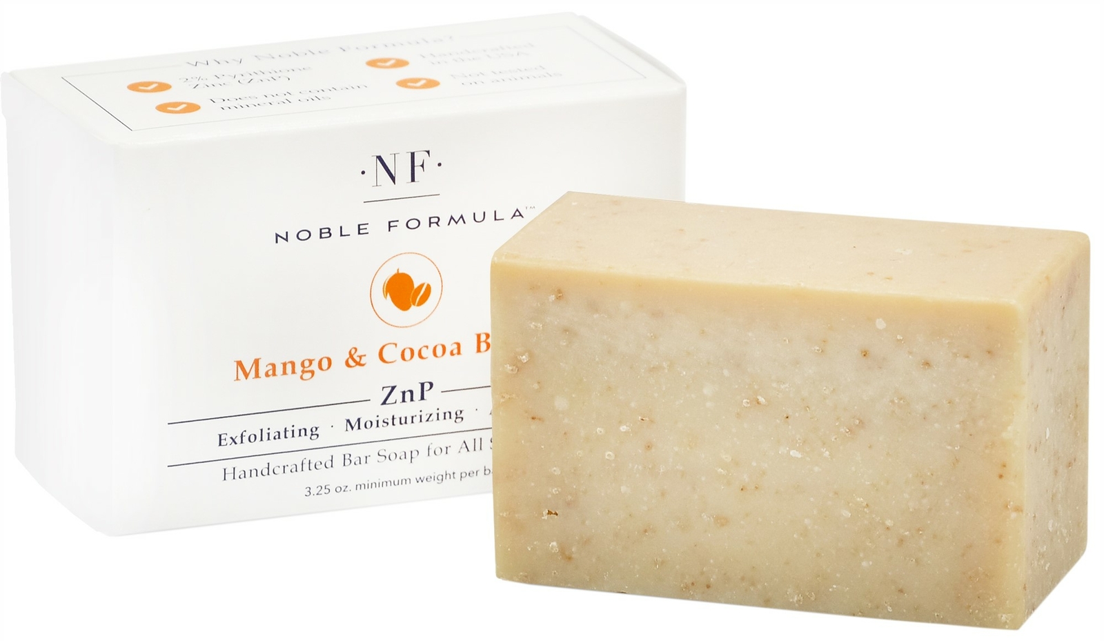 Noble Formula 2% Pyrithione Zinc (ZnP) Mango Butter Bar Soap 3.25 oz