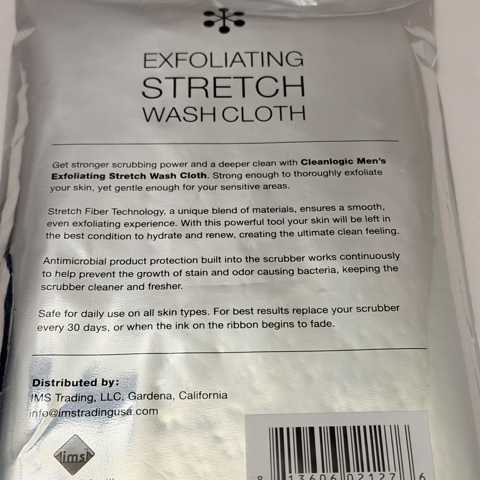 Clean Logic Detox Charcoal Purifying Stretch Wash Cloth BLACK 1 Count Shower Spa