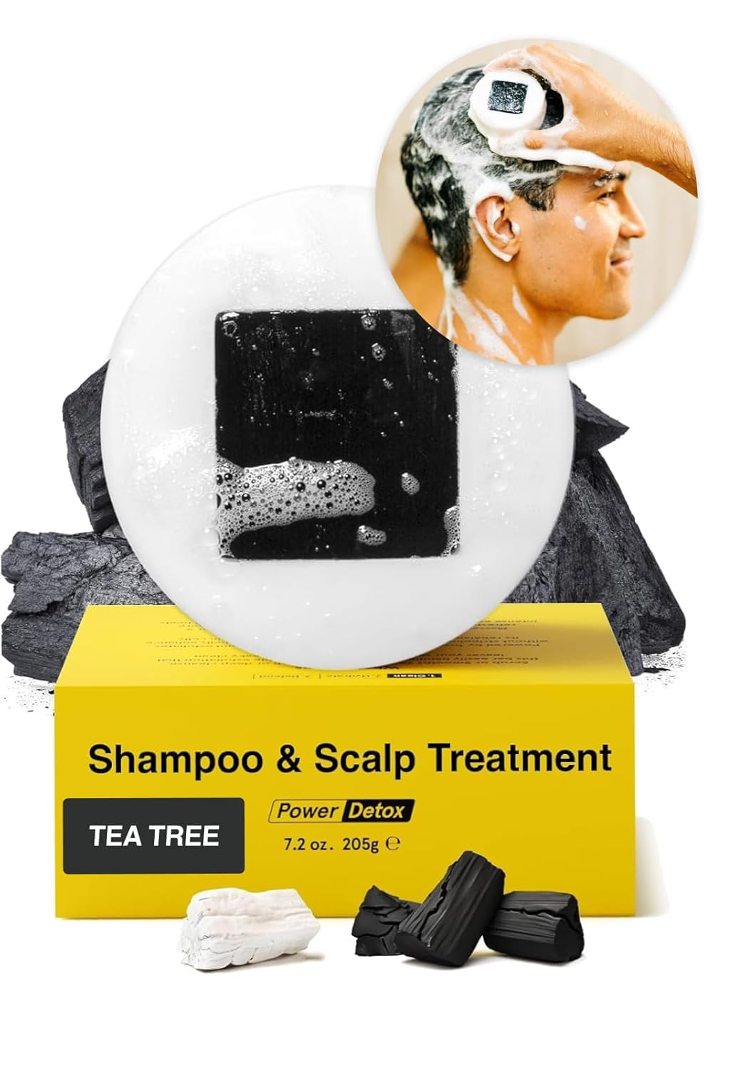 Lumin Men’s Activated Charcoal SOAP BAR Scrub & Body Wash Tea Tree Detox 7.2 oz