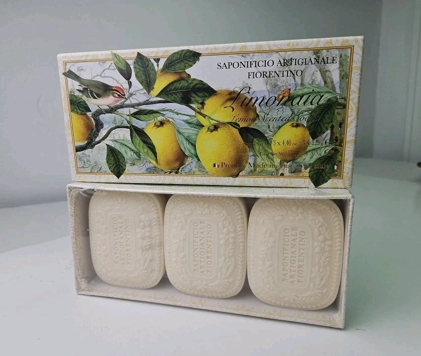 Saponificio LEMON Scented Soaps Tuscany (3) 4.4 oz GIFTBOX