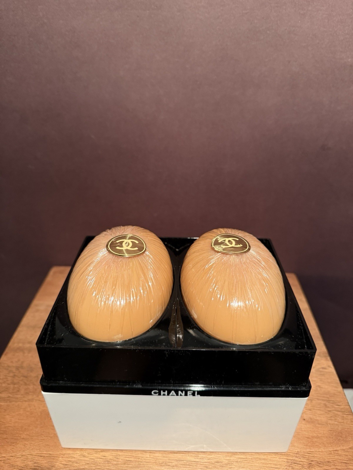 Vintage CHANEL Scented Perfume Oval Soap Plastic Case Set Of 2 Sealed SEE PHOTOS