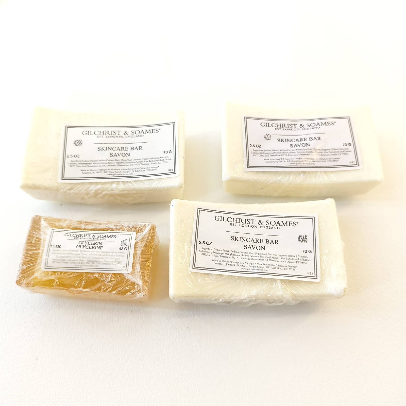 Lot 4 Gilchrist & Soames Skincare Bar Savon 2.5 oz Travel Soap 1.5 Oz Glycerin