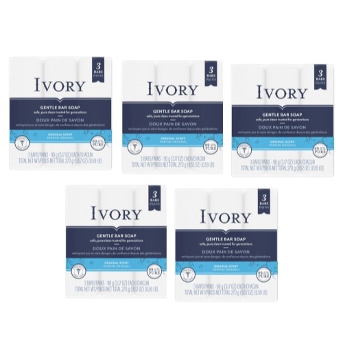 5 Pack Simply Ivory Bath Bar For Unisex By Ivory 3 Each